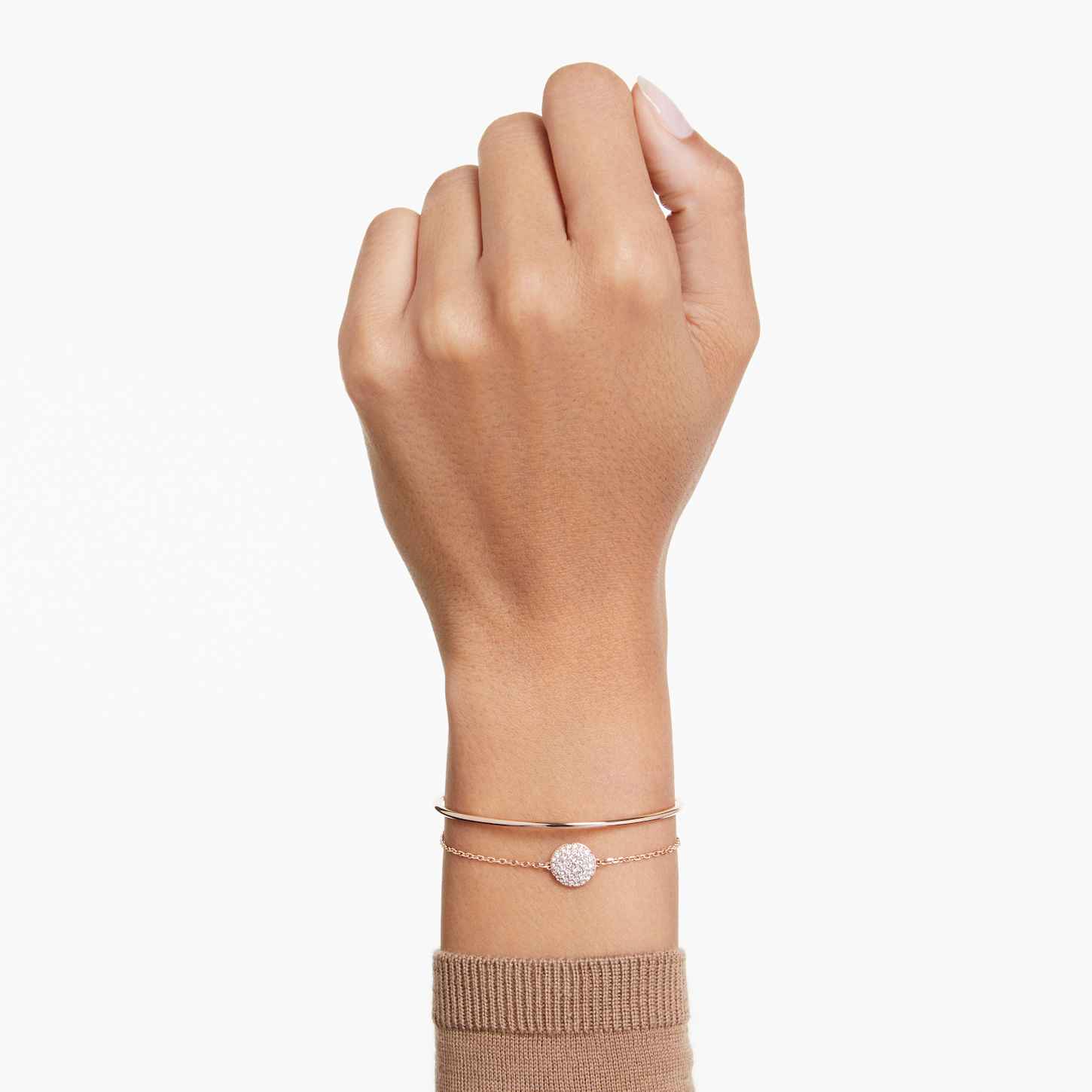 Sublima バングル, ホワイト, 18Kローズゴールドコーティング | Swarovski