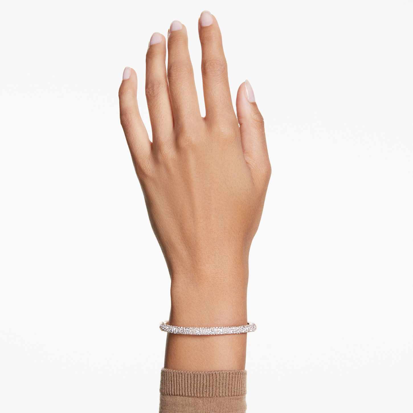 スワロフスキー Sublima バングル スノーパヴェ ローズゴールドトーン Sublima bangle, Snow pavé, White, 18K rose gold finish | Swarovski
