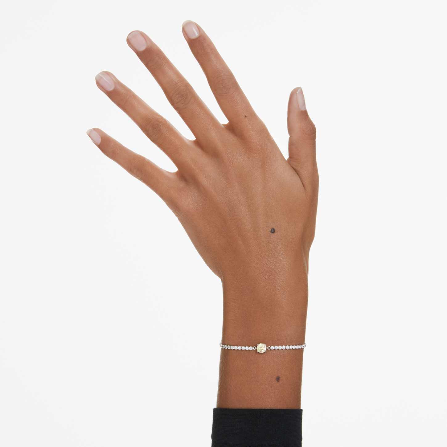 Matrix bracelet, Mixed cuts, Yellow, Rhodium plated | Swarovski
