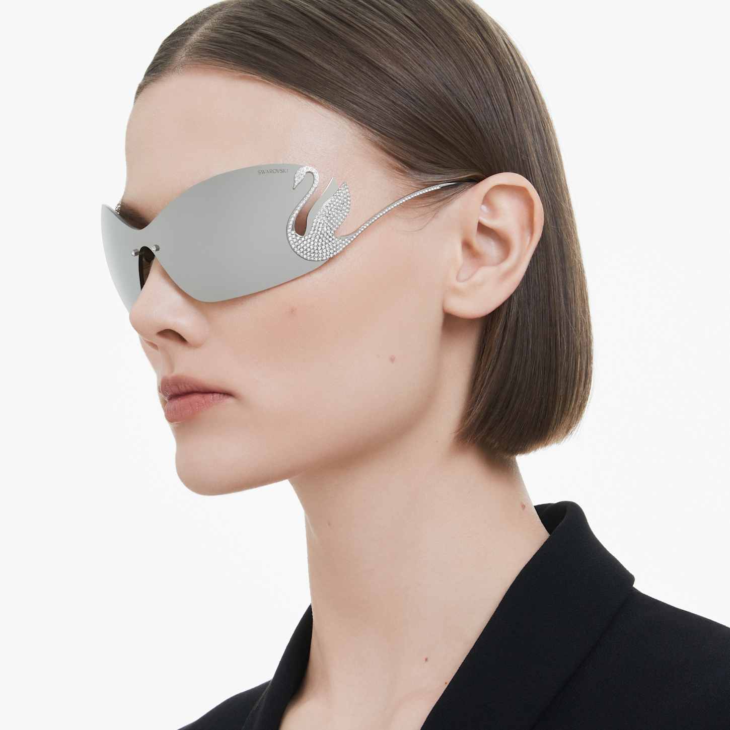 Sunglasses, Mask, Swan, SK7020, Silver tone | Swarovski
