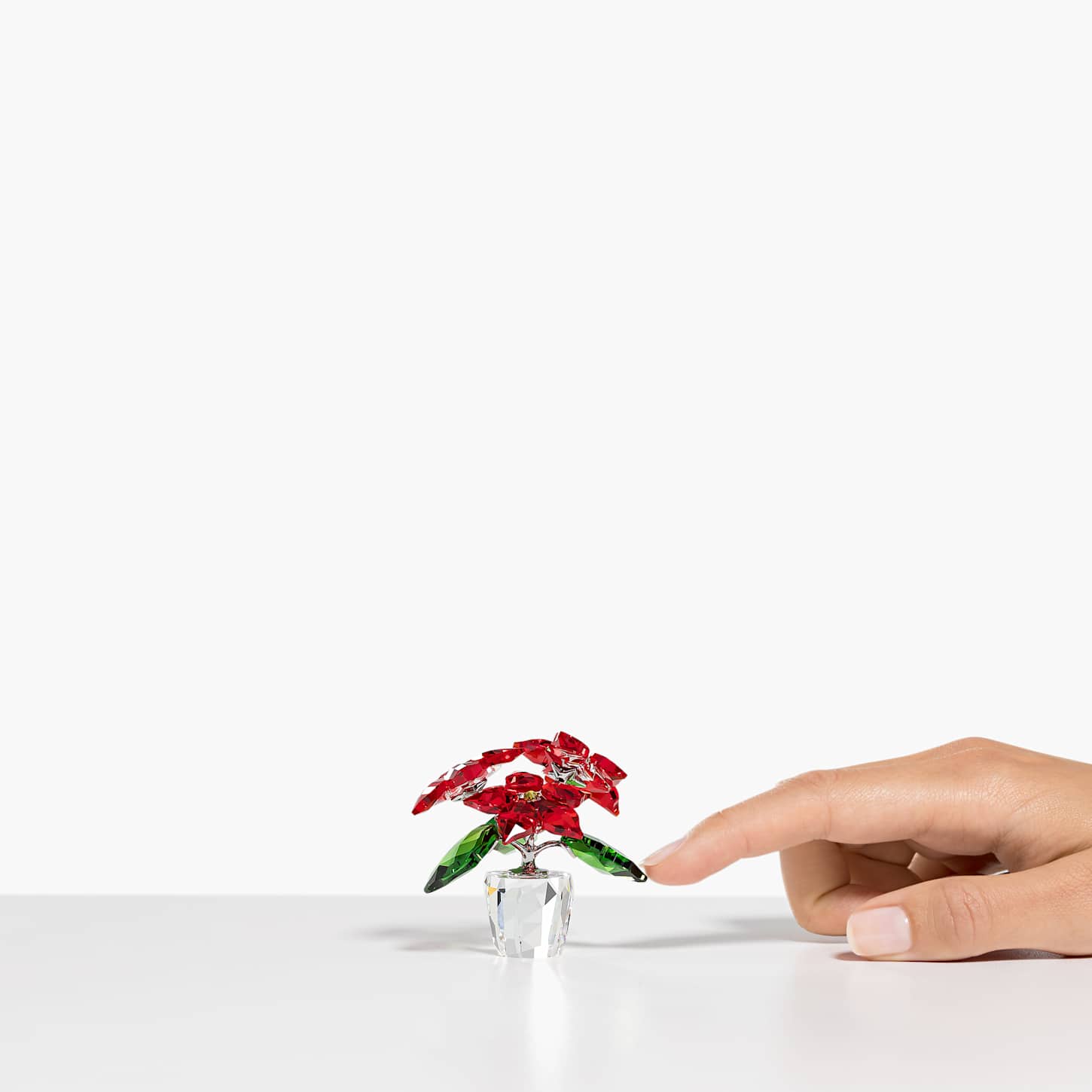 スワロフスキー（Swarovski） 花の置物 赤と緑 ポインセチア 