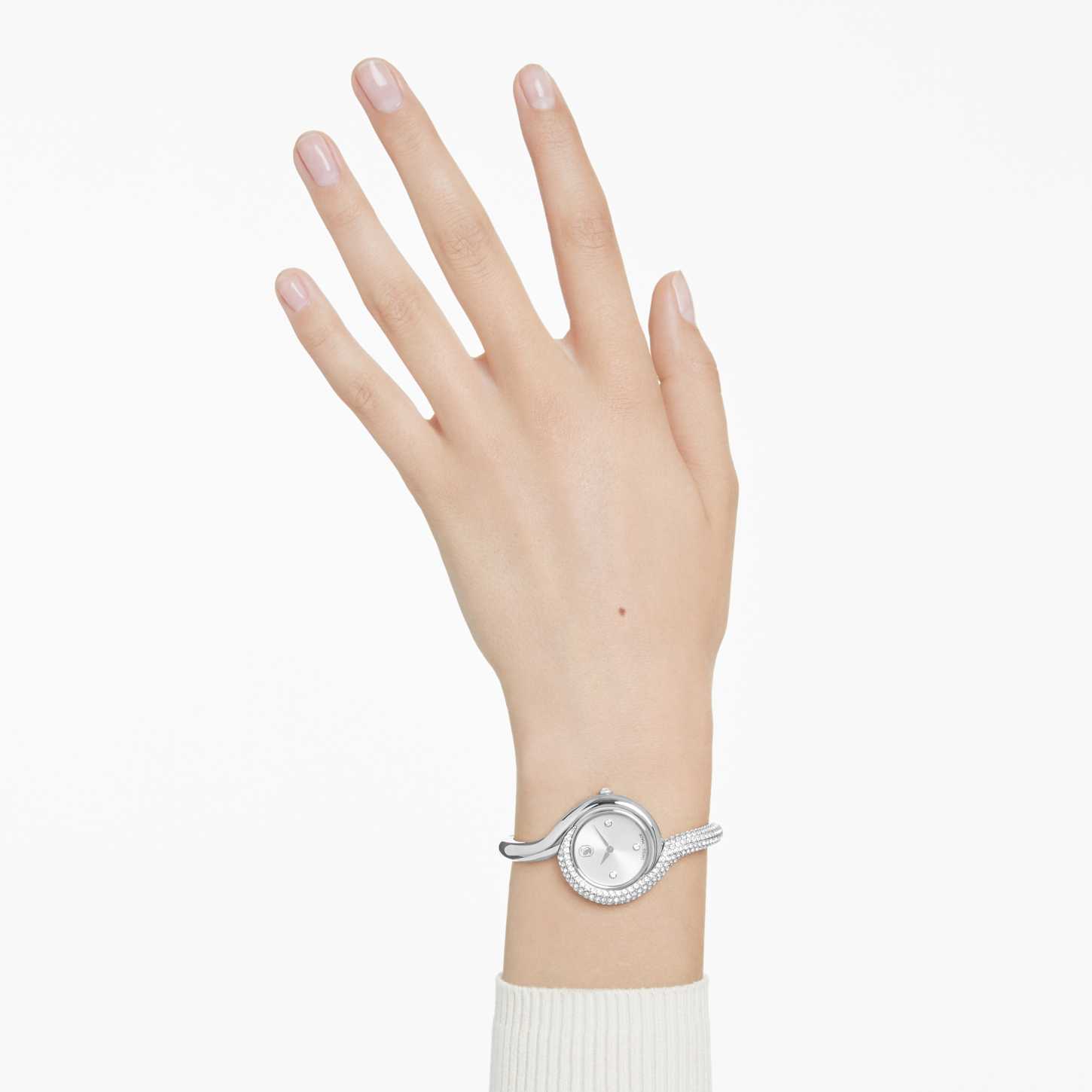 翡翠美人 メディカル HBM-001 Dextera asymmetric watch, Swiss Made, Metal bracelet, Silver tone