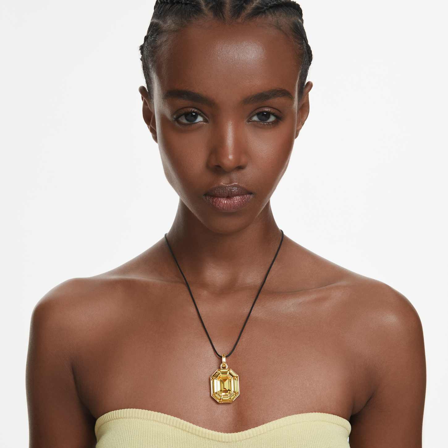 Lucent pendant, Octagon shape, Yellow, 18K gold finish | Swarovski