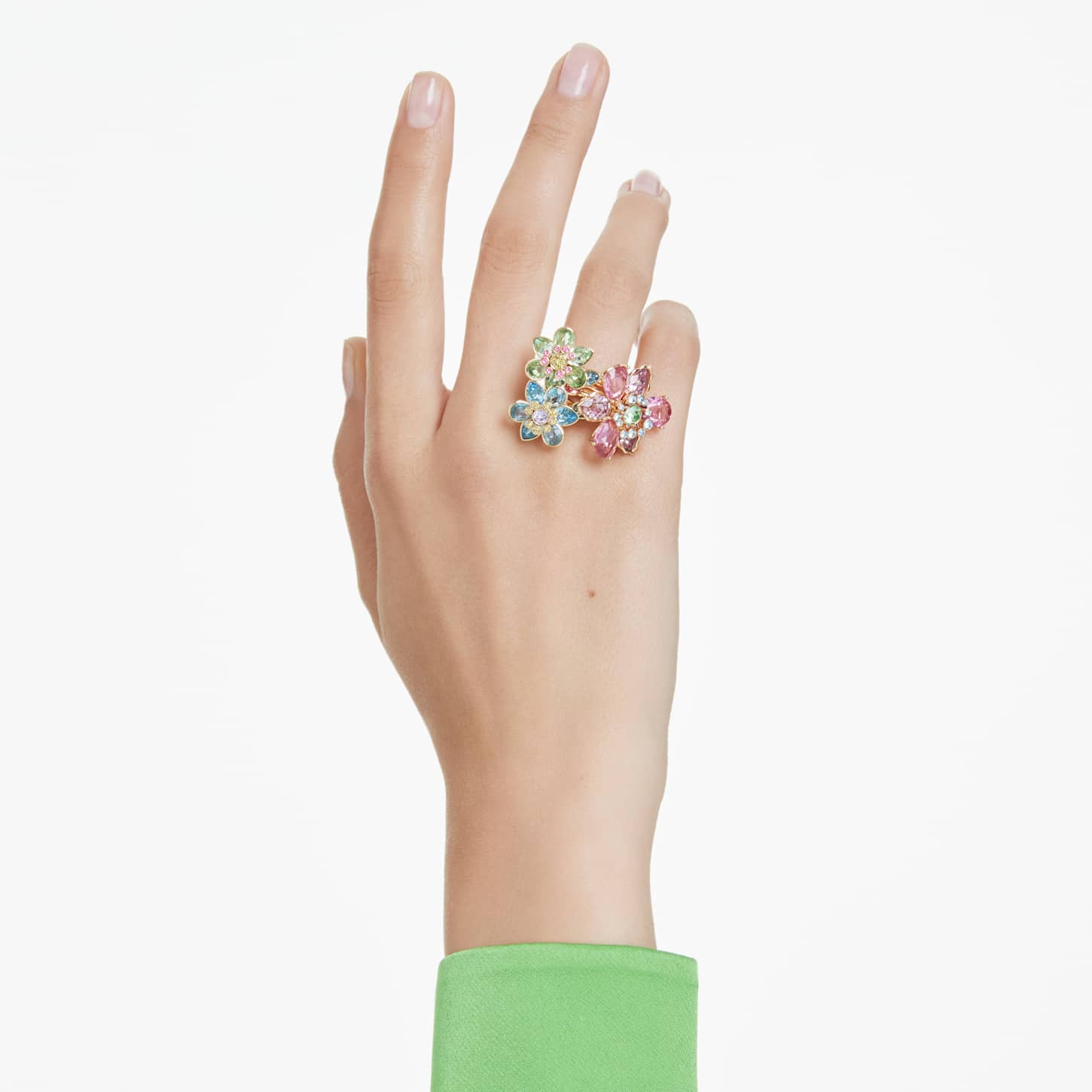 スワロフスキーSwarovski Idyllia リング　55-60号 Idyllia cocktail ring, Flower, Pink, Gold-tone plated | Swarovski