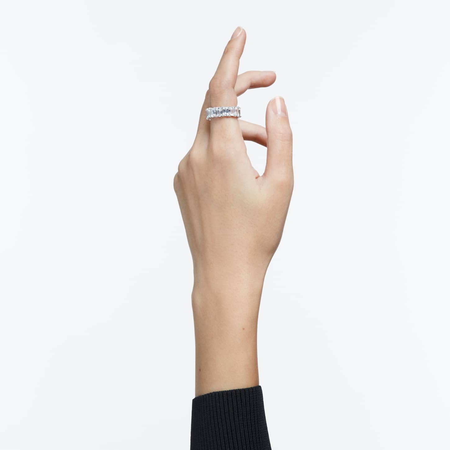 Matrix Vittore ring, Baguette cut, White, Rhodium plated | Swarovski