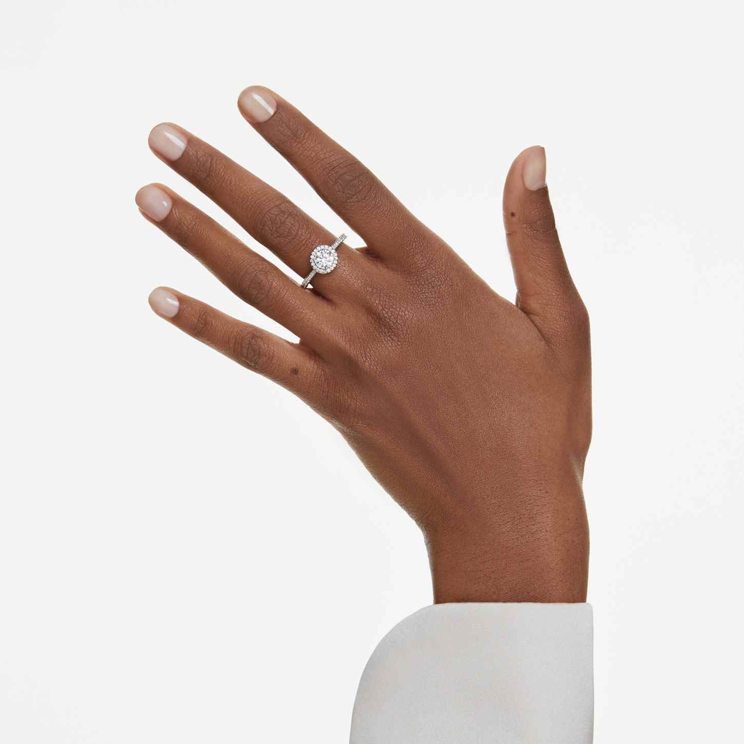 Una Angelic ring, Round cut, White, Silver-tone finish | Swarovski