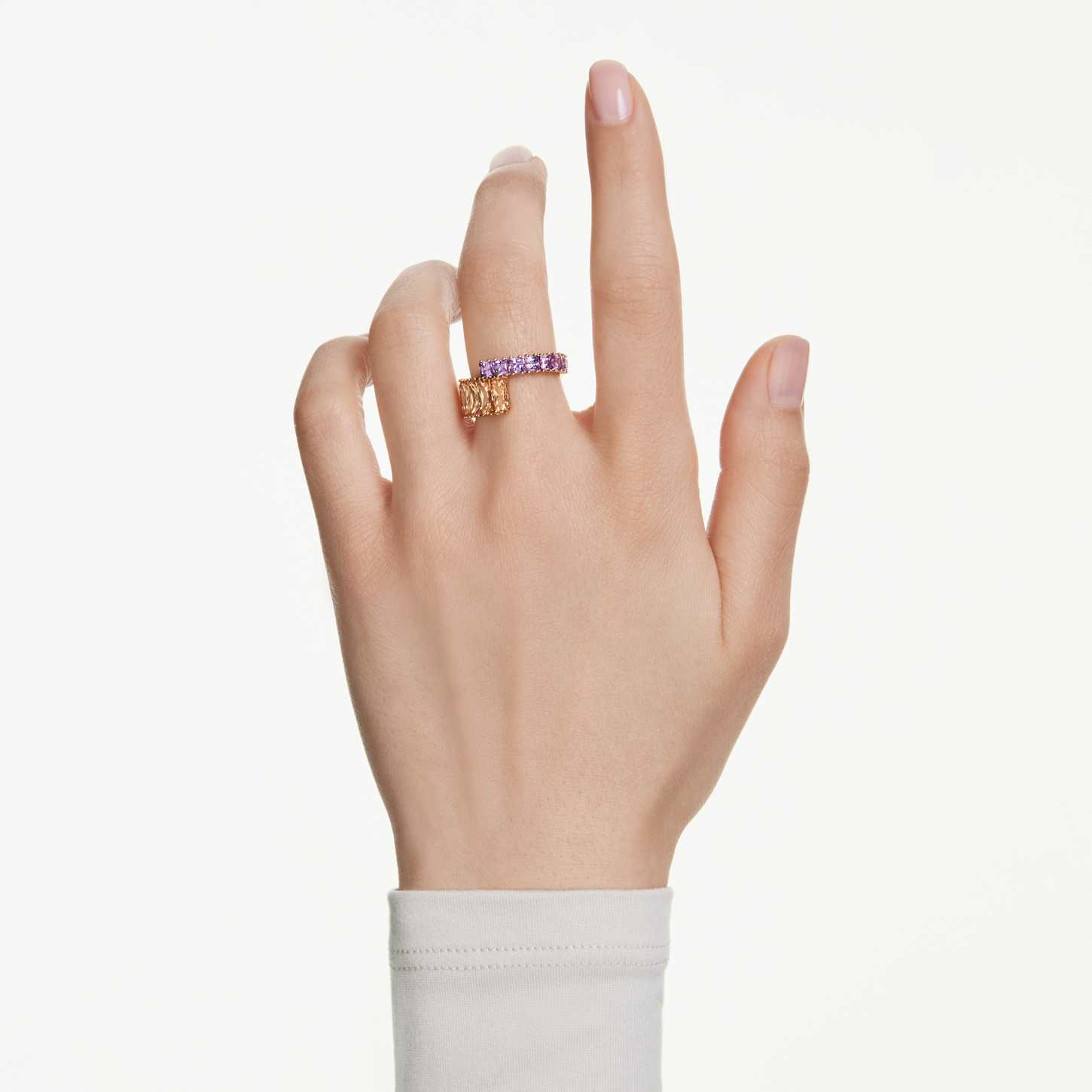 Matrix ring, Mixed cuts, Multicolored, 18K gold finish | Swarovski