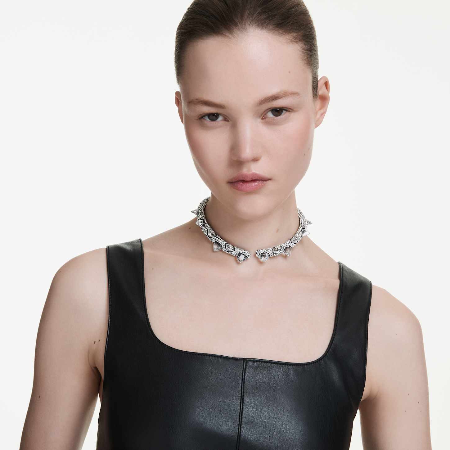 Sublima choker, White, Ruthenium plated | Swarovski