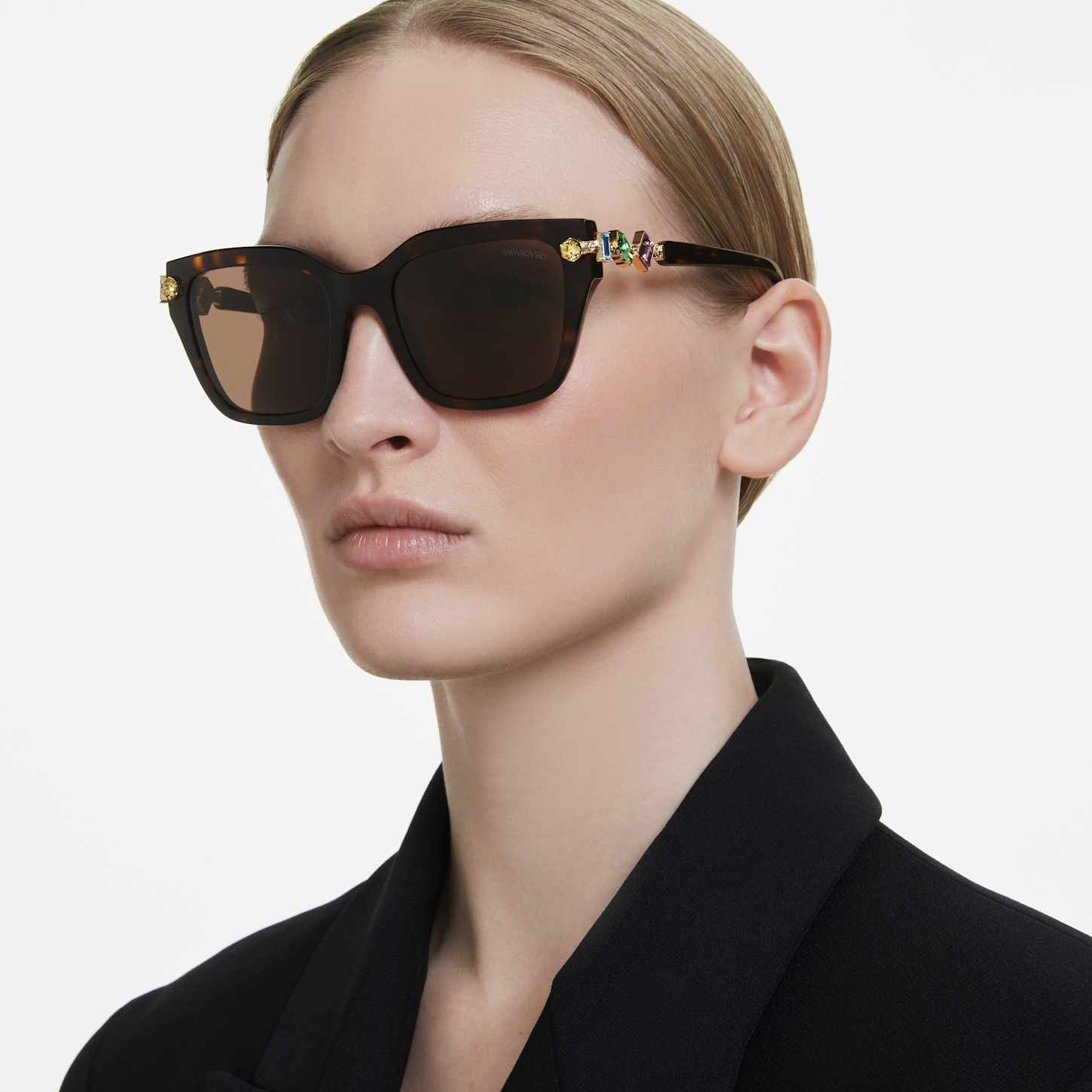 Sunglasses, Square shape, Brown | Swarovski