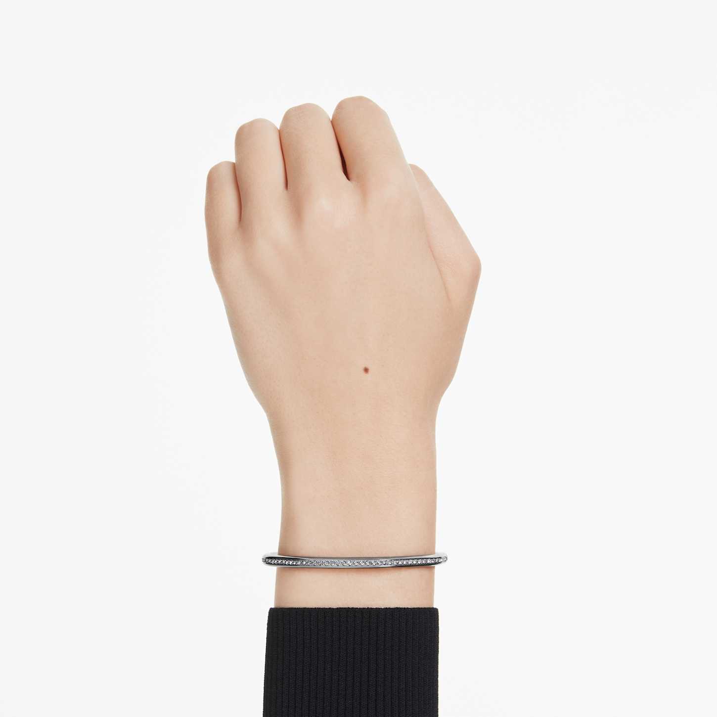 Dextera bangle, Octagon shape, Round cut, White, Ruthenium plated
