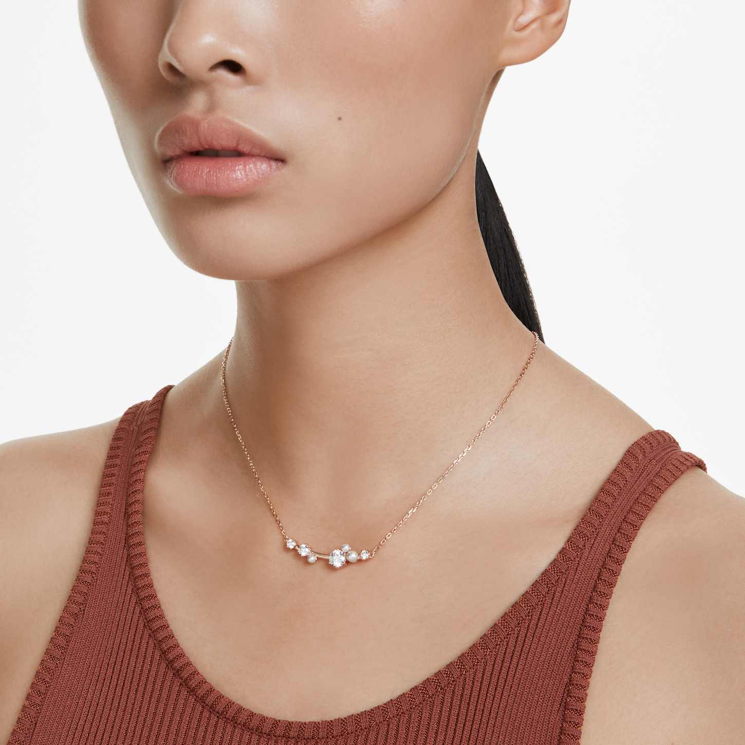 Constella ネックレス, クリスタル・パール, ラウンドカット, ホワイト 