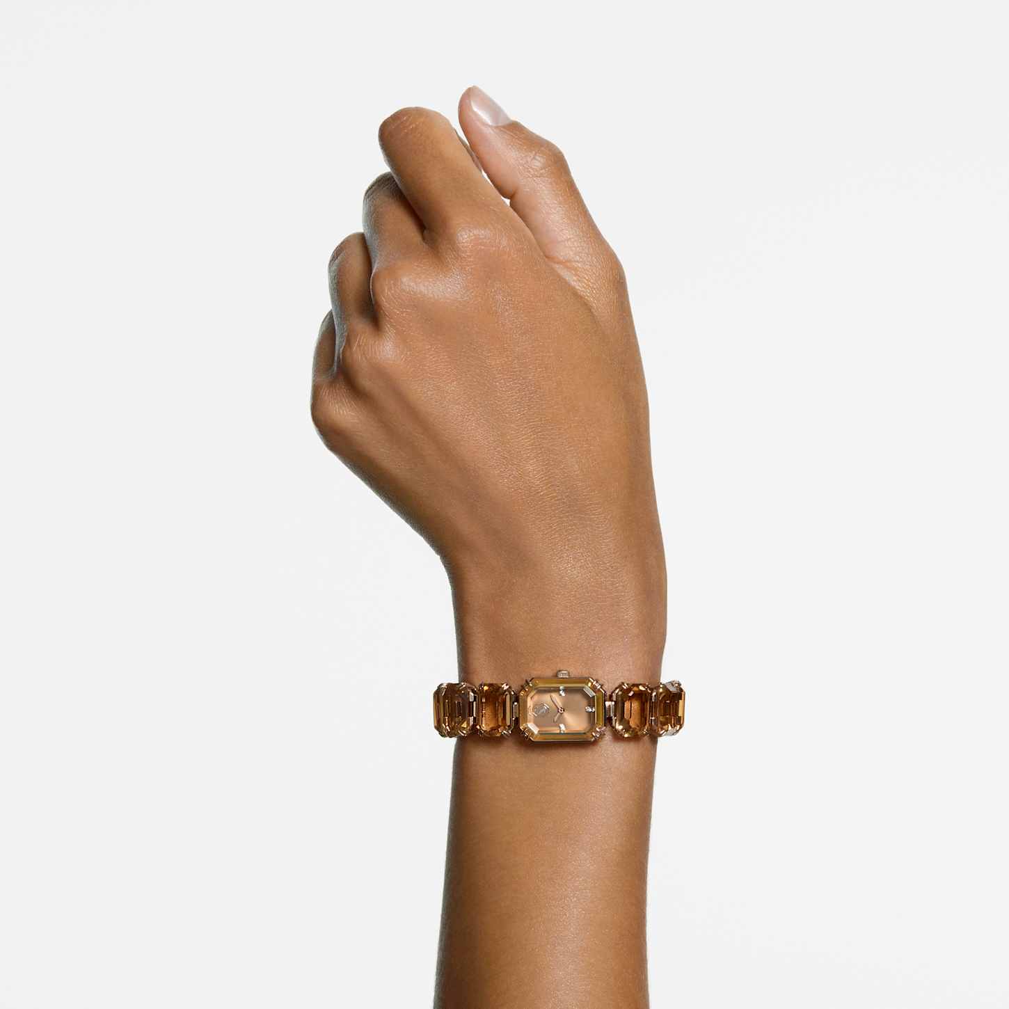 Sku0270 Retro Gold Brown Gemstones Women Watch Bracelet Stainless steel+gift bag Luxury Women Watch Crystal Rhinestone Satellite Bracelet  main image 4