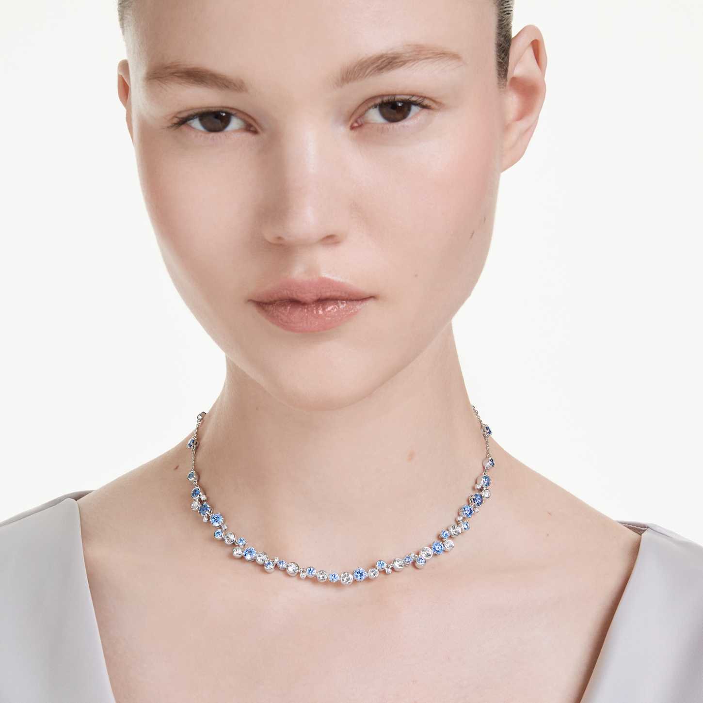 Constella ネックレス, ミックスカット, ブルー, ロジウム・プレー 