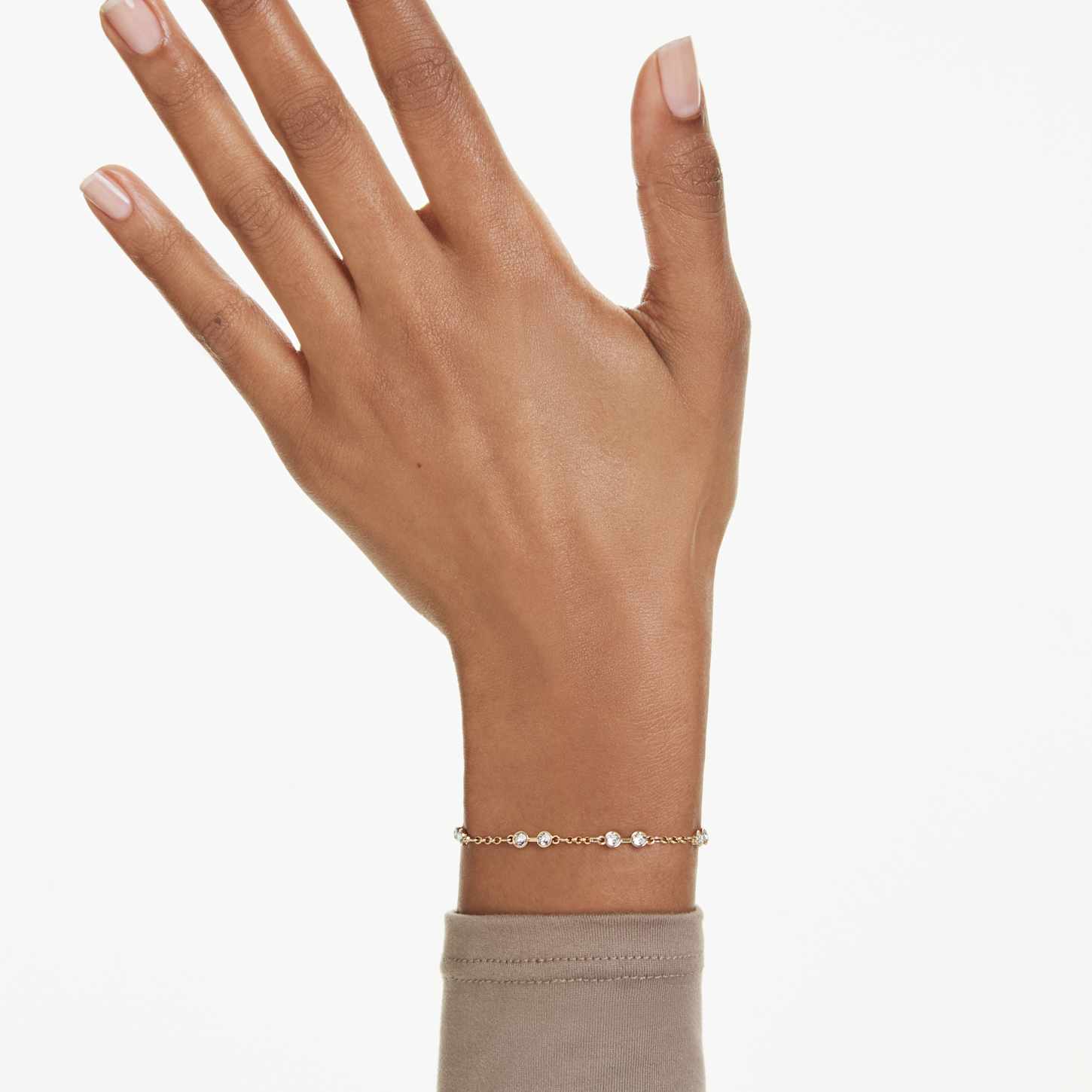 Swarovski Remix Collection strand, Round cut, White, 18K gold