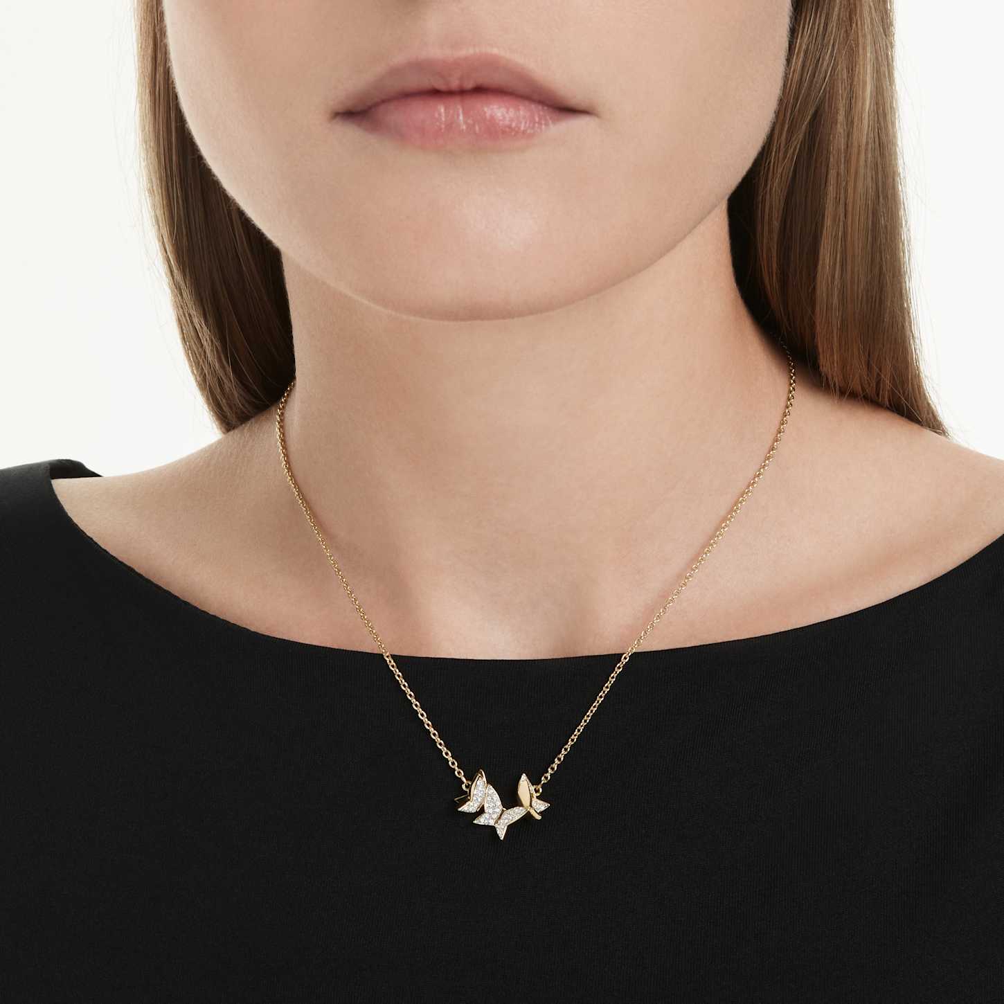 スワロフスキーIdyllia Lilia ネックレス　グリンダ Idyllia Lilia necklace, Butterfly, White, 18K gold finish | Swarovski
