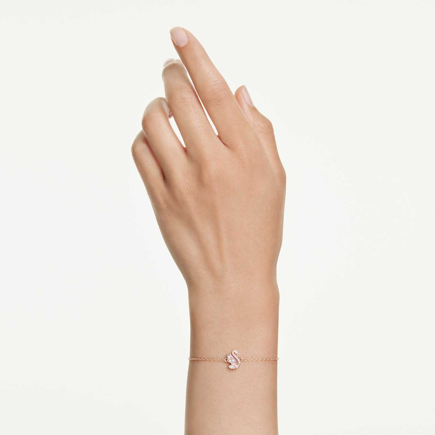 Swan bracelet, Mixed cuts, Swan, White, 18K rose gold finish
