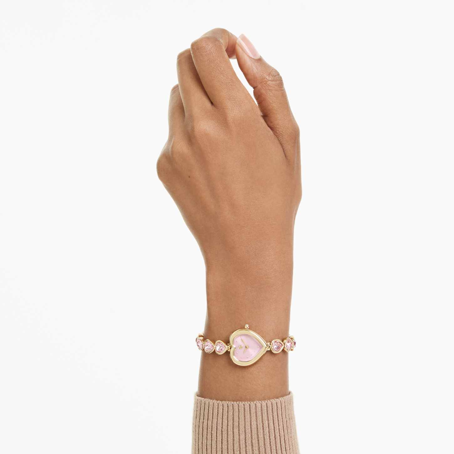 Idyllia Heart ウォッチ, クリスタルを使ったブレスレット, ピンク 
