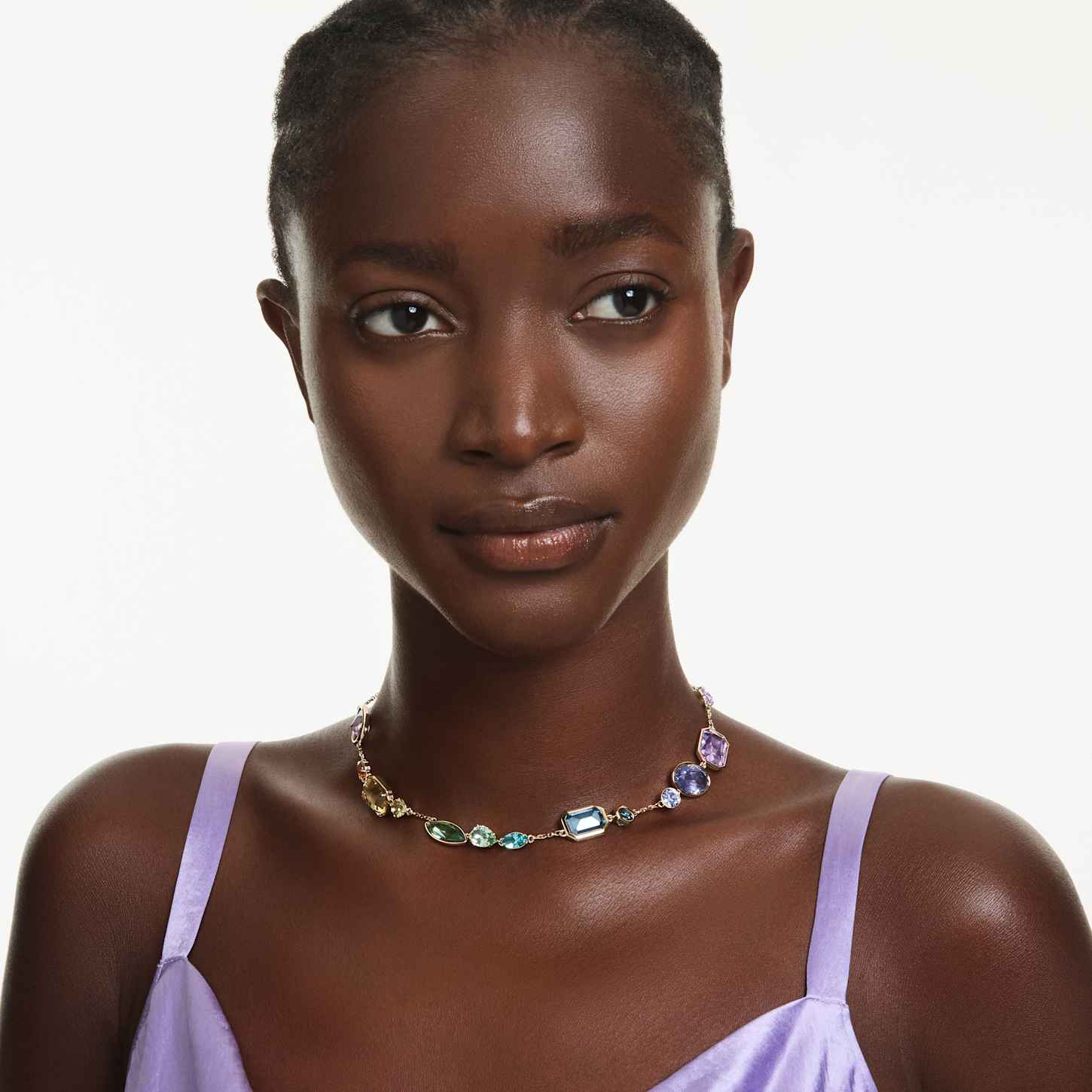 ATELIER SWAROVSKI ネックレス Gema necklace, Mixed cuts, Multicoloured, 18K gold finish | Swarovski