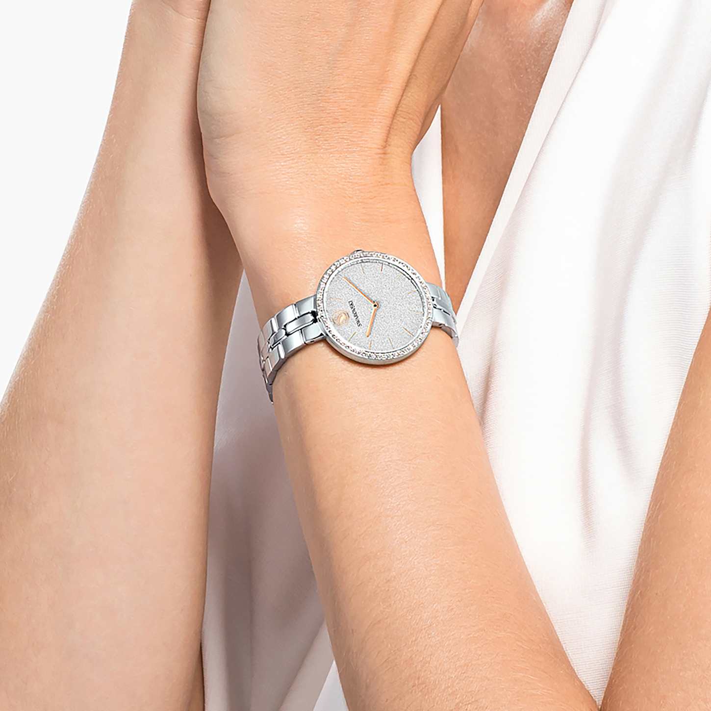 Cosmopolitan watch, Swiss Made, Metal bracelet, Silver tone