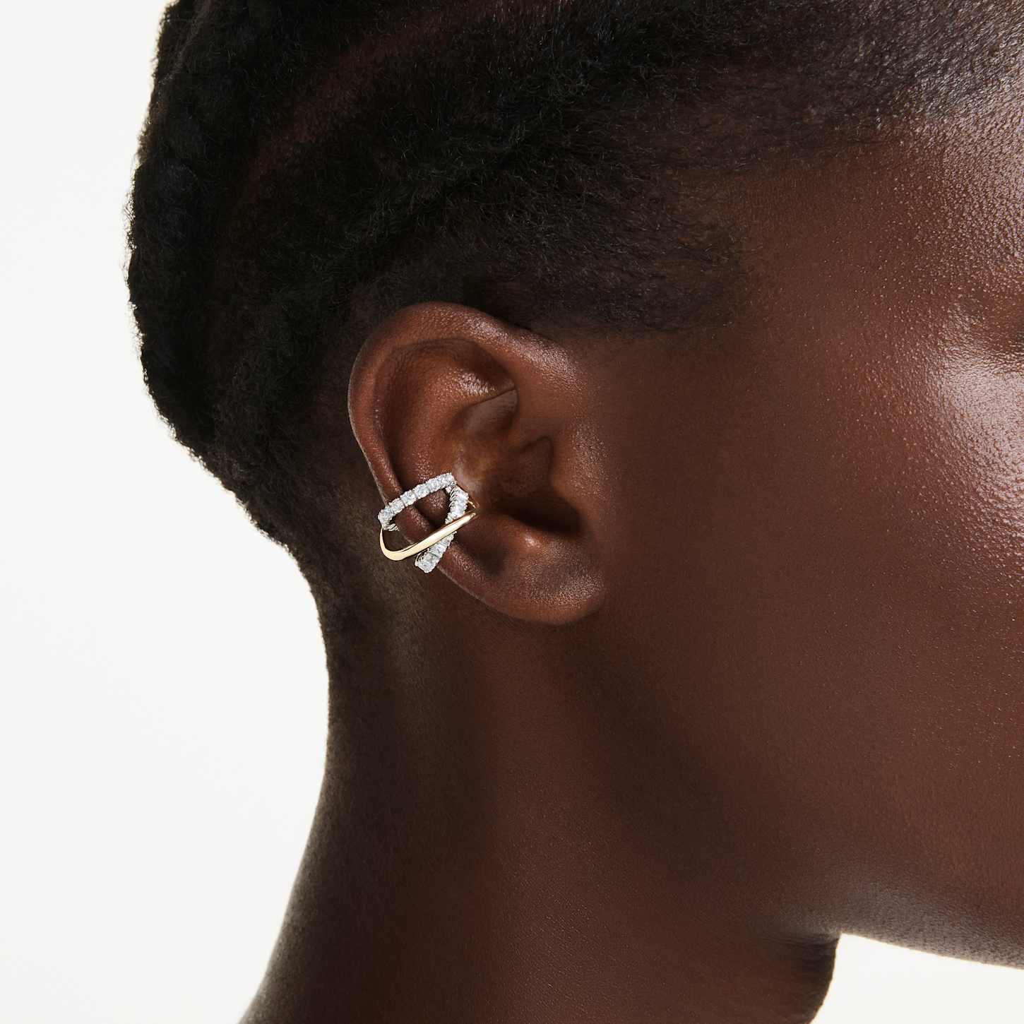 Hyperbola ear cuffs, Mixed cuts, White, Mixed metal finish | Swarovski