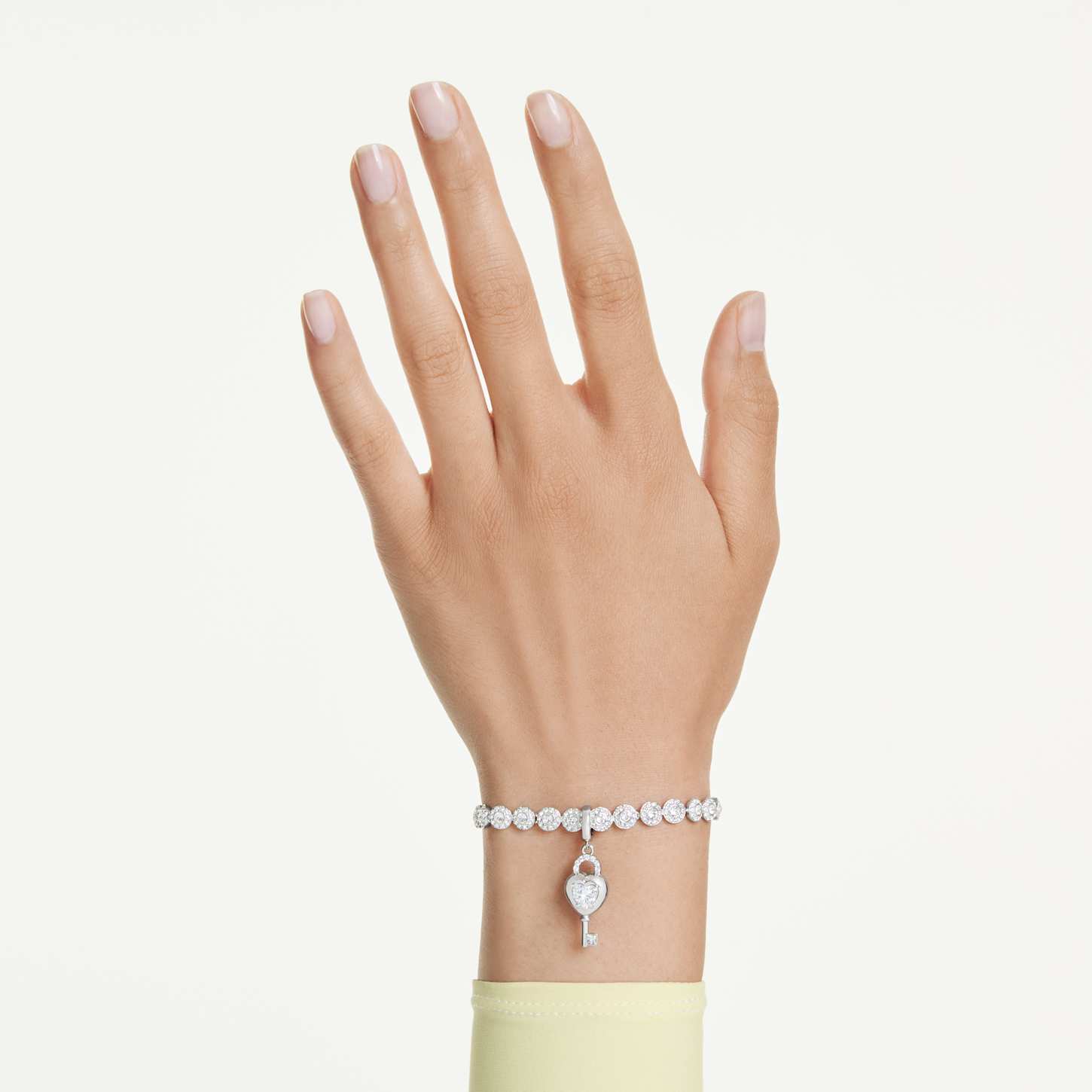 Idyllia Charm, ミックスカット, ハートと鍵, ホワイト, ロジウム