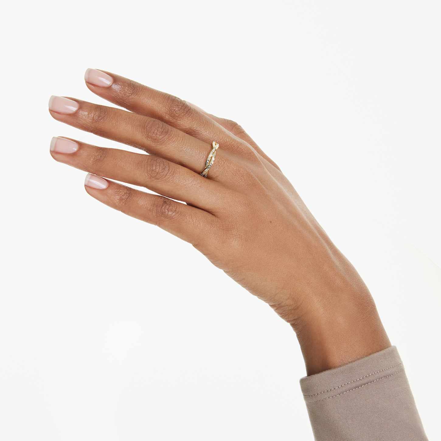 Infinity リング, パヴェ, ホワイト, 18Kゴールドコーティング | Swarovski