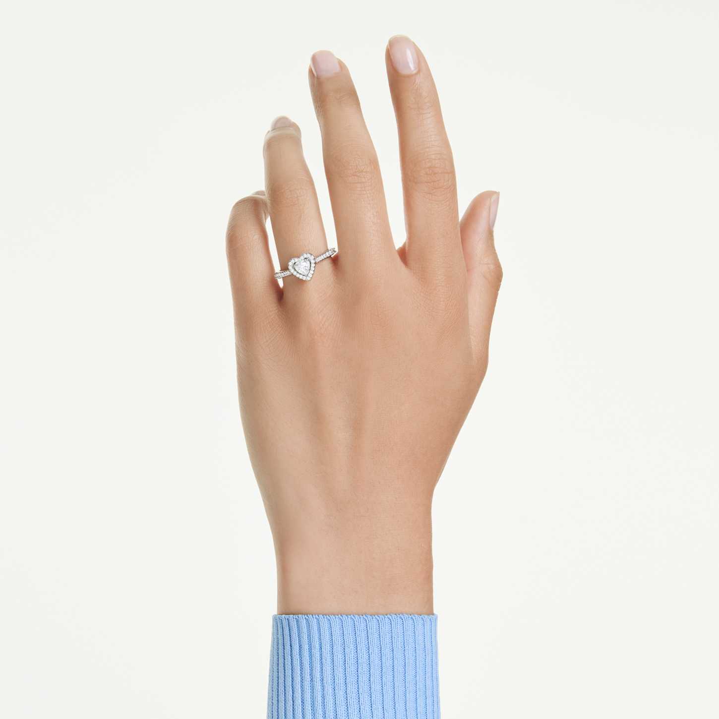 SWAROVSKI Una Angelic ハート型リング Una Angelic motif ring, Mixed cuts, Heart, White, Rhodium plated