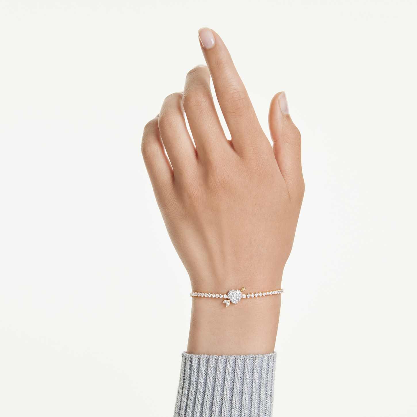 Idyllia ブレスレット, ミックスカット, ハートと矢, ホワイト, 18K 