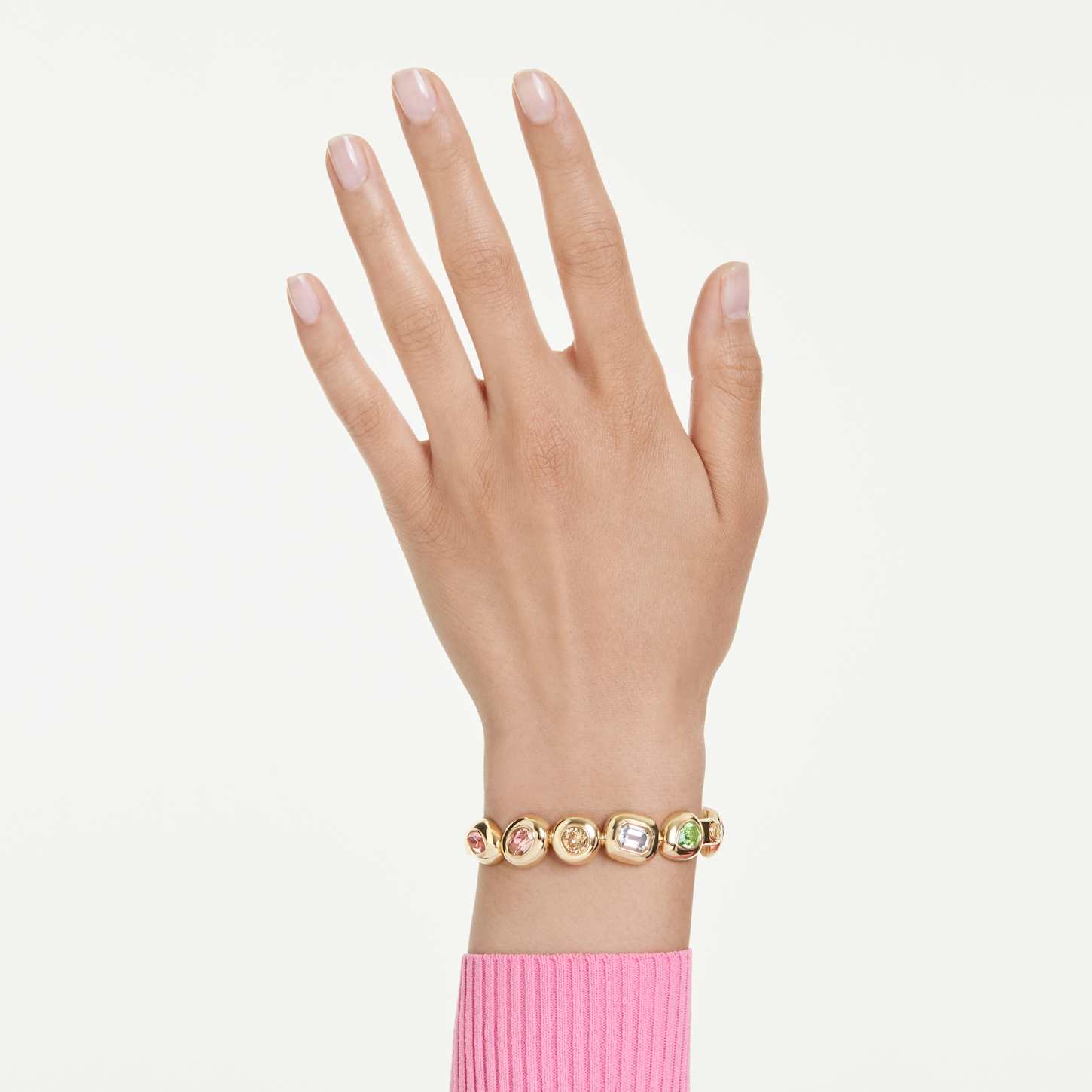 Gema bangle, Mixed cuts, Multicolored, Gold-tone plated | Swarovski