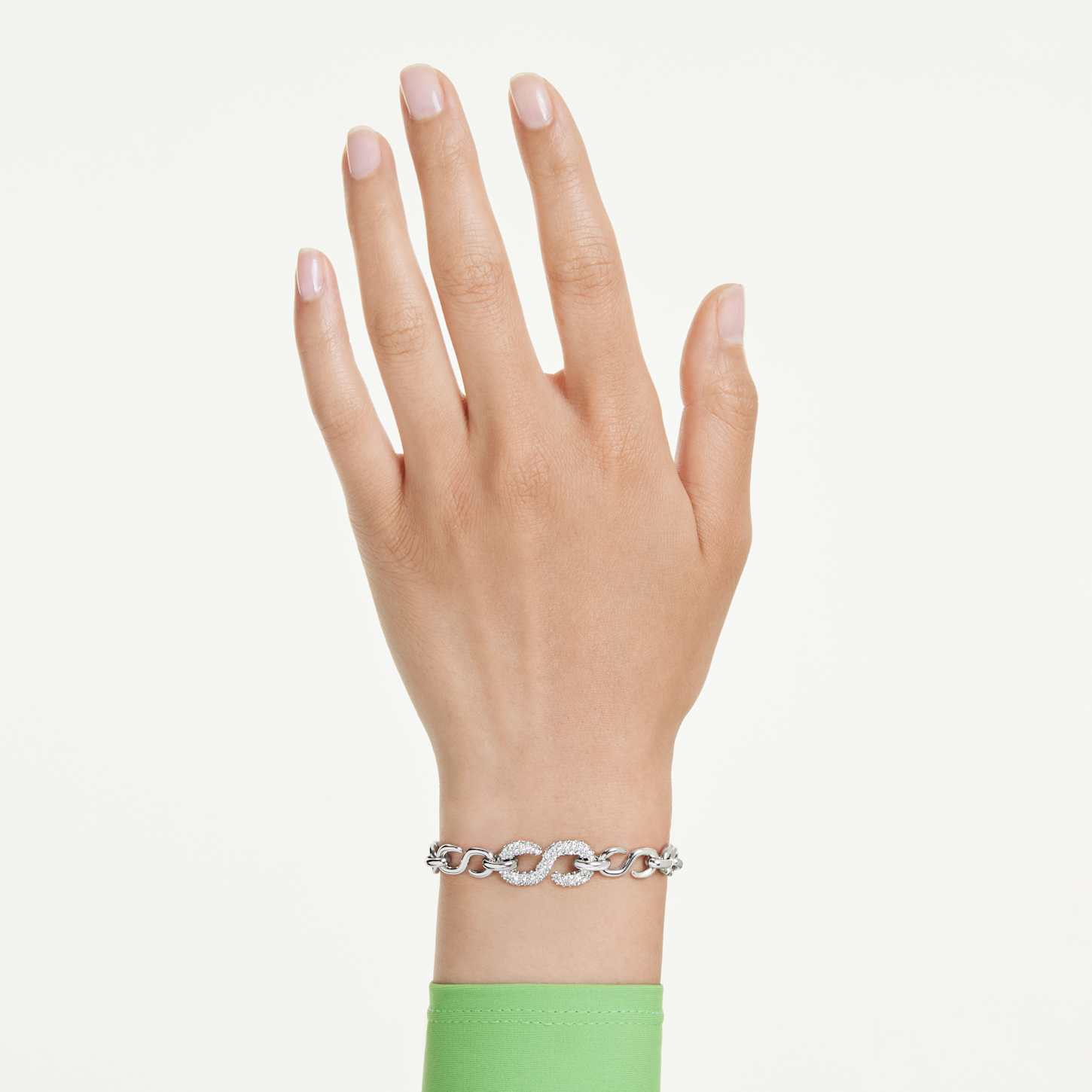 Dextera bracelet, Round cut, White, Rhodium plated | Swarovski