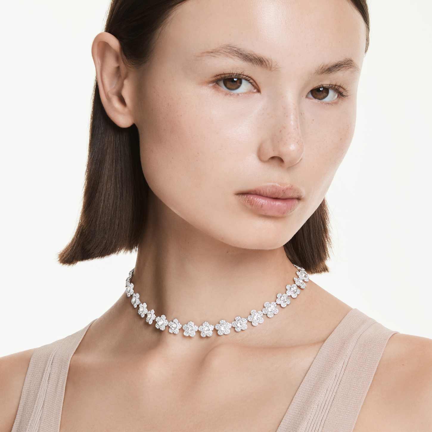 Ariana Grande x Swarovski necklace, Round cut, Flower, White