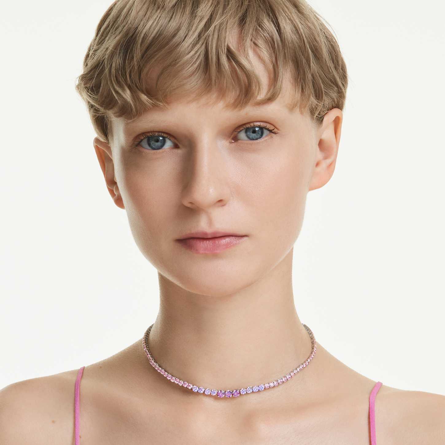 SWAROVSKI 11点セット Matrix necklace, Gradient of round cuts, Multicolored, Rhodium plated