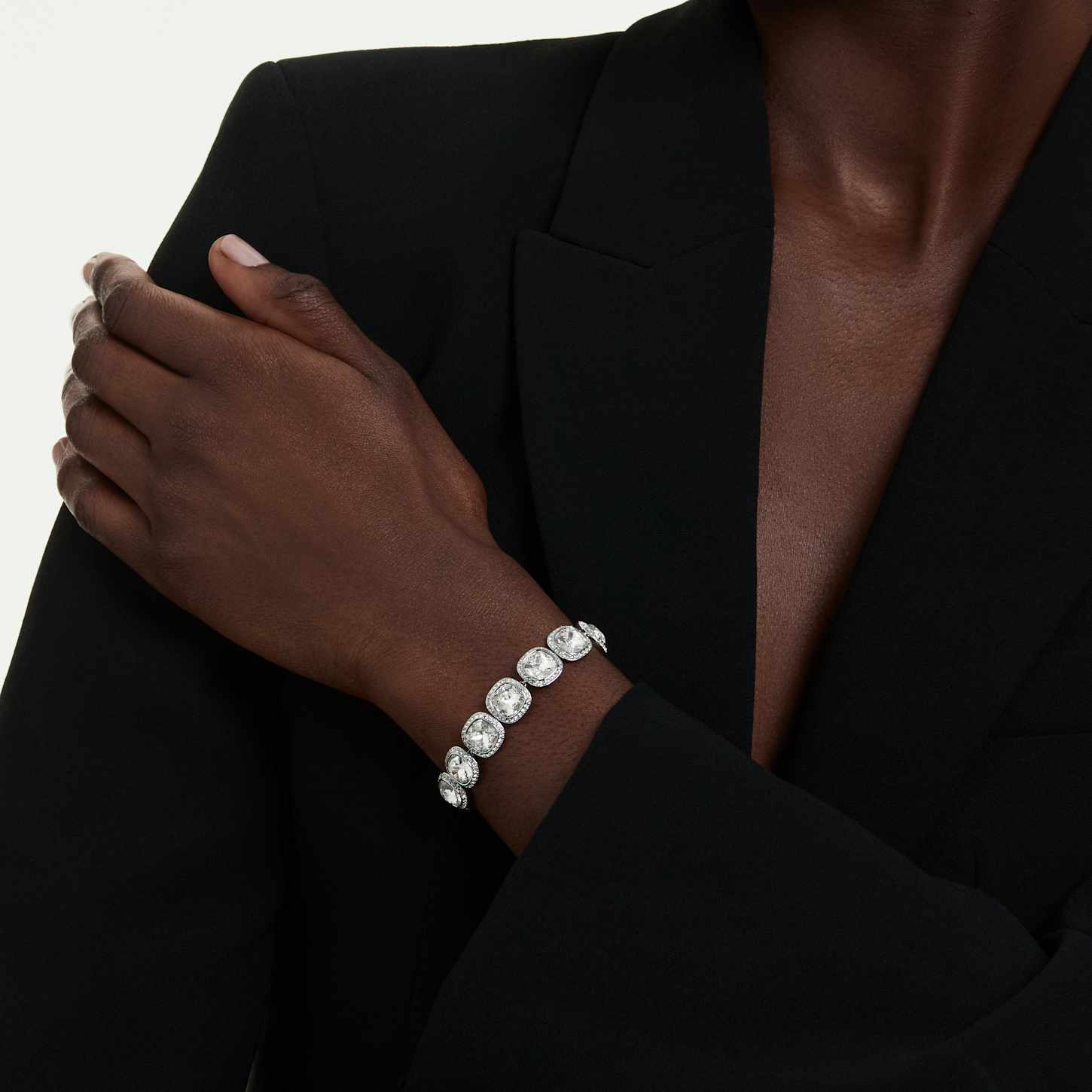 Una Angelic bracelet, Cushion cut, White, Rhodium plated | Swarovski