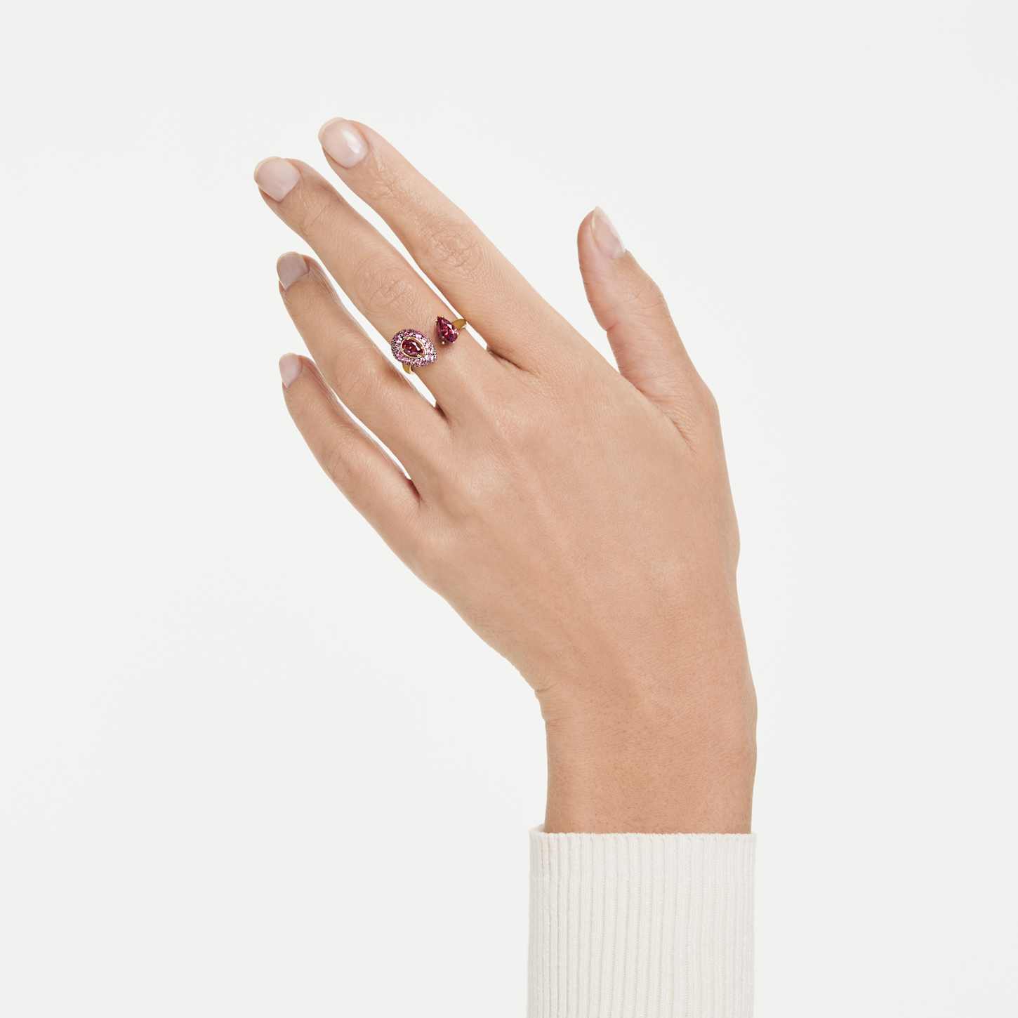 Sublima リング, ペアカット, レッド, 18Kゴールドコーティング