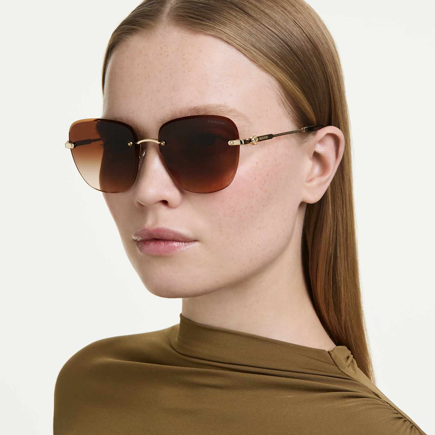 Swarovski SWA-130 ゴールドフレーム　リムレスサングラス sunglasses--square-shape--