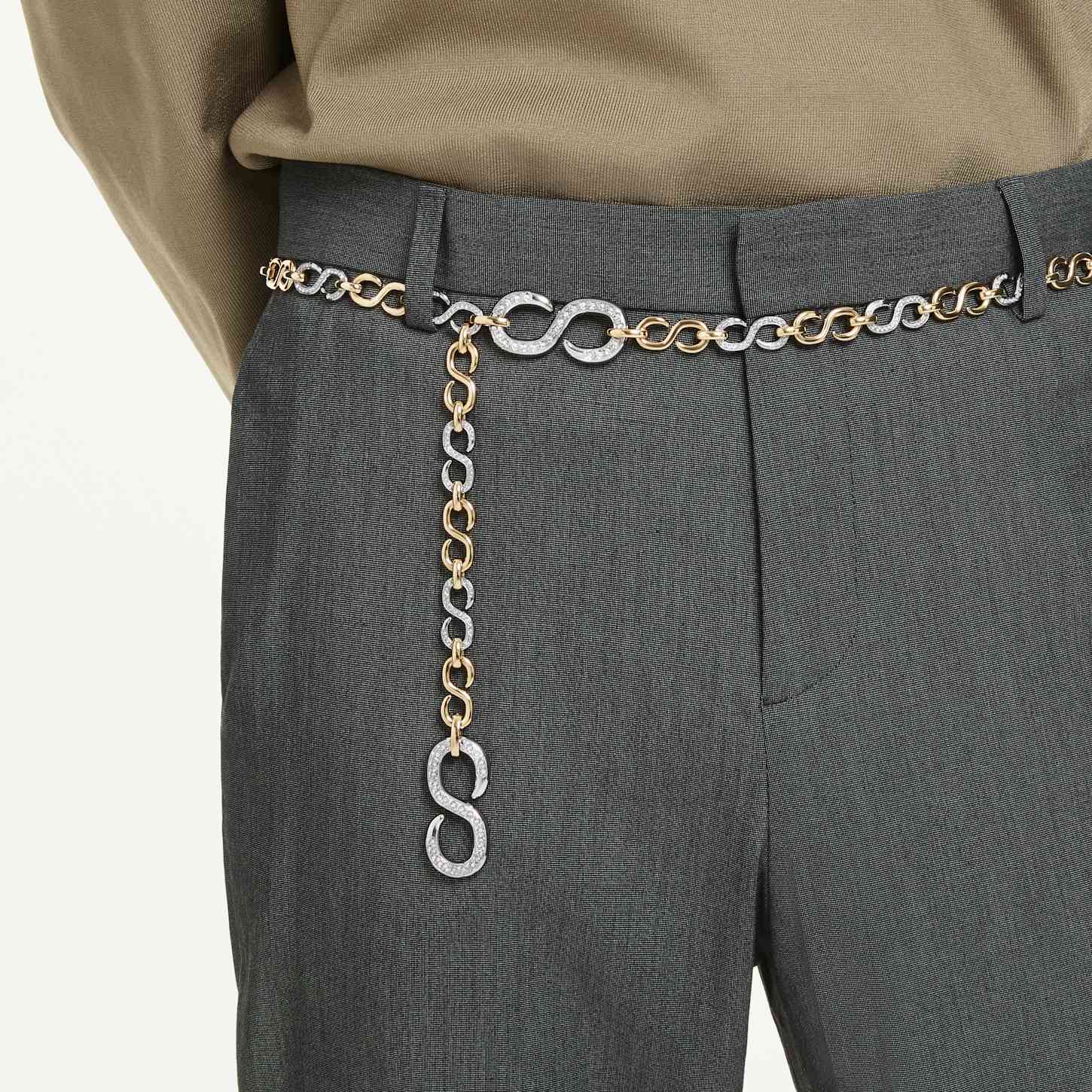 Dextera waist belt, White, Mixed metal finish | Swarovski