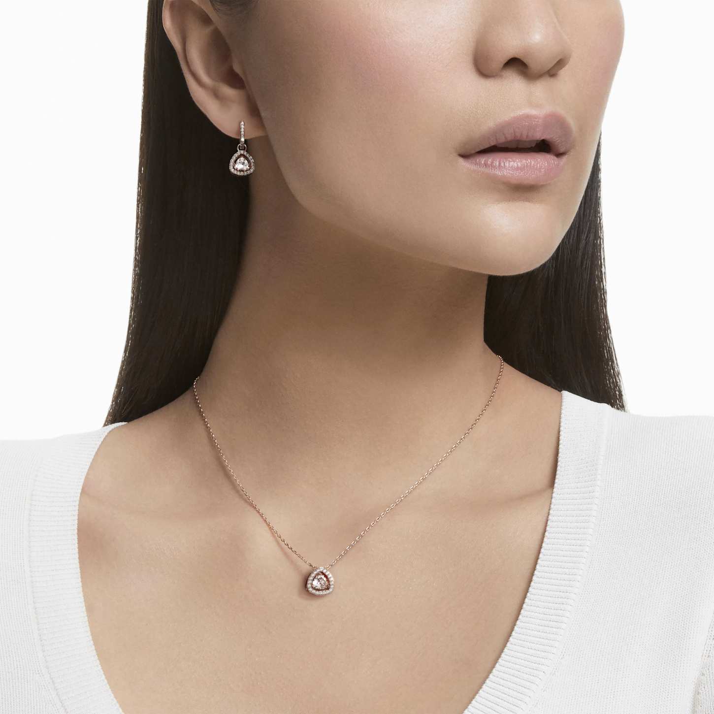 スワロフスキー　unaセット　ピンクゴールド Una Angelic セット, セット(2), トライアングルカット, ピンク, 18K