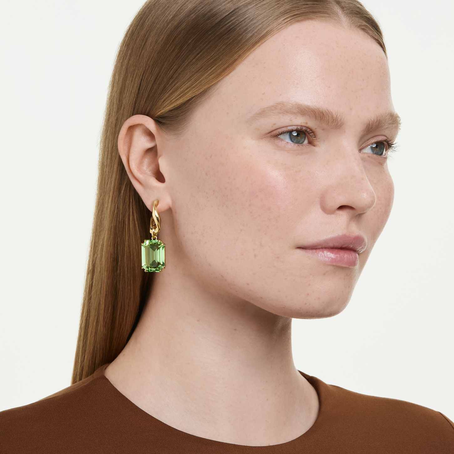 Millenia ドロップピアス, オクタゴンカット, グリーン, 18Kゴールド