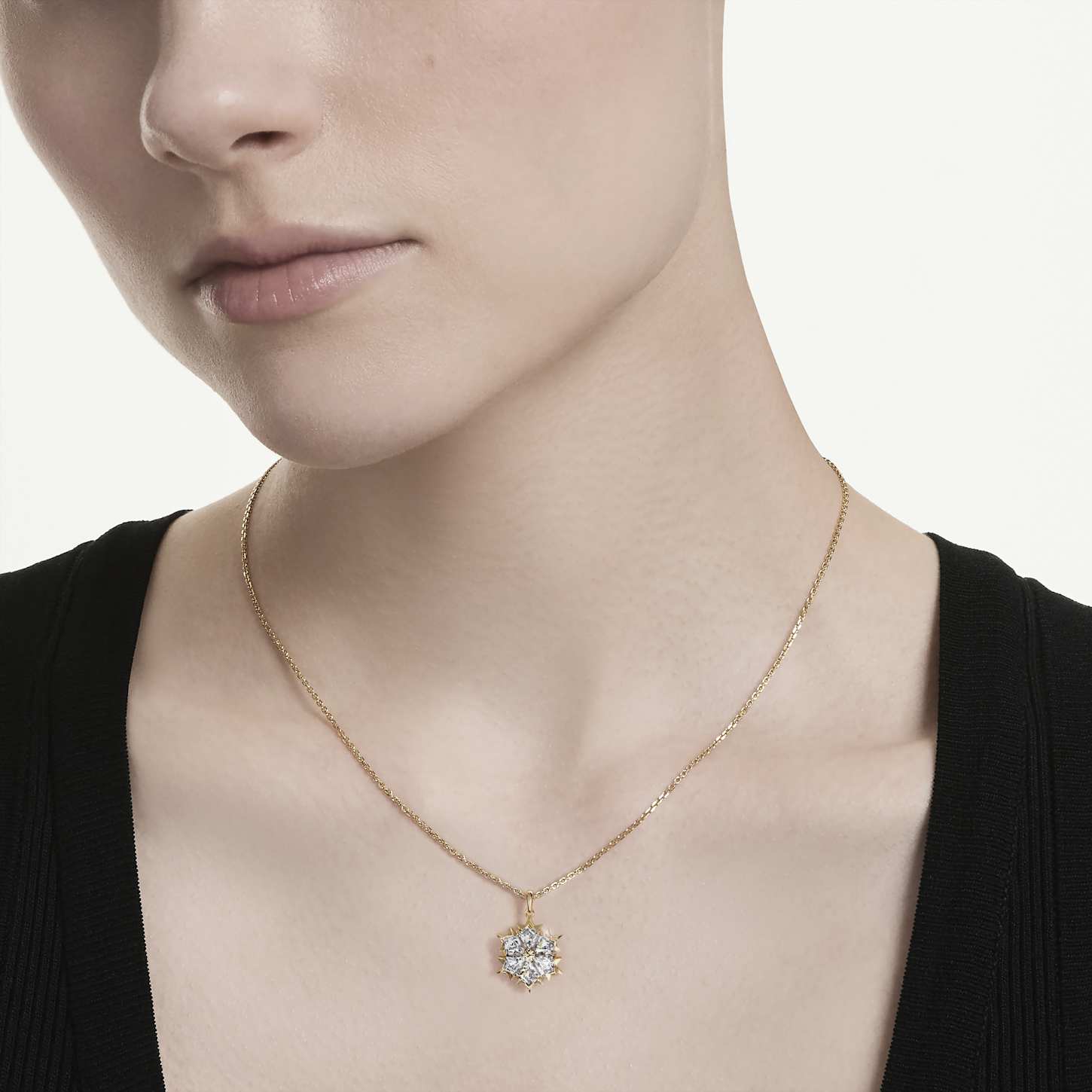 Magic ペンダント, ミックスカット, スノーフレーク, ホワイト, 18K