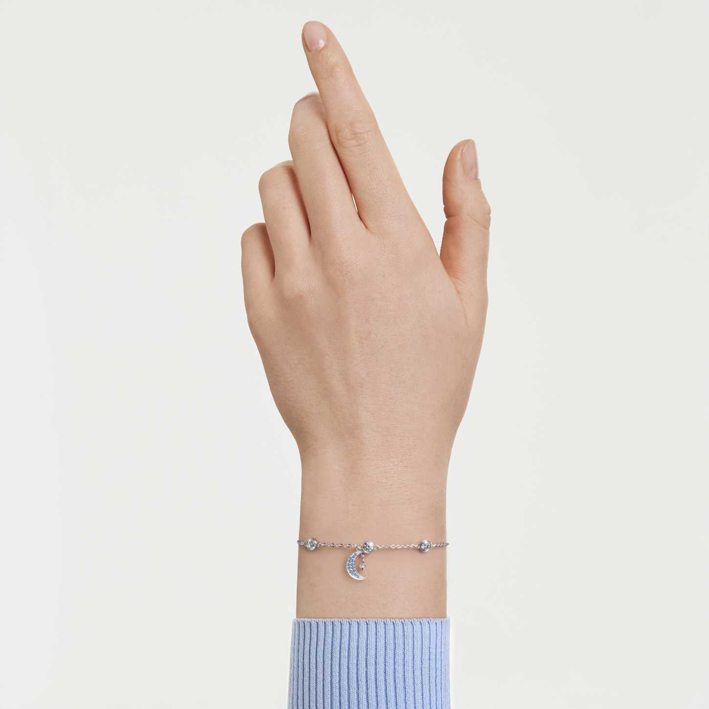 SWAROVSKI スワロフスキー ブレスレット 三日月 ムーン Symbolica bracelet, Round cut, Moon, Blue, Rhodium plated | Swarovski