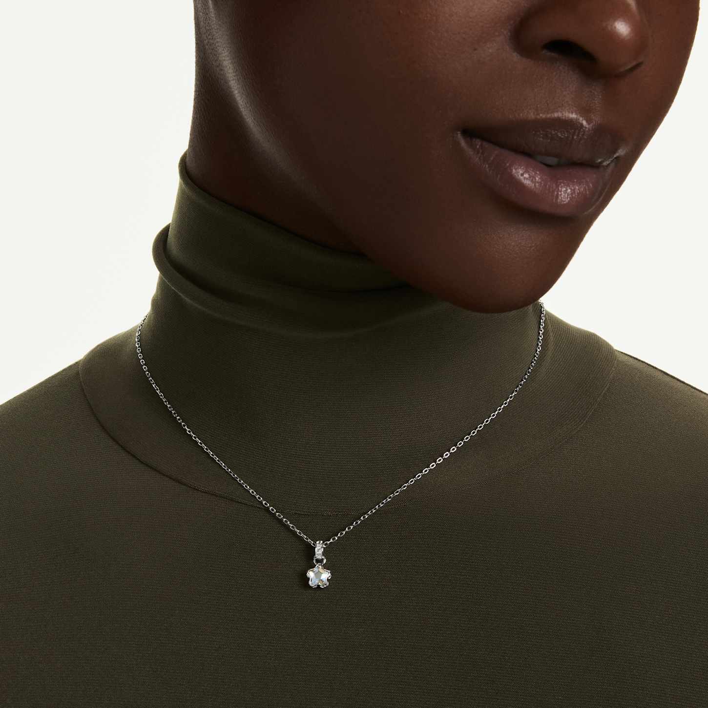 Chroma pendant, Mixed cuts, Star, White, Rhodium plated | Swarovski