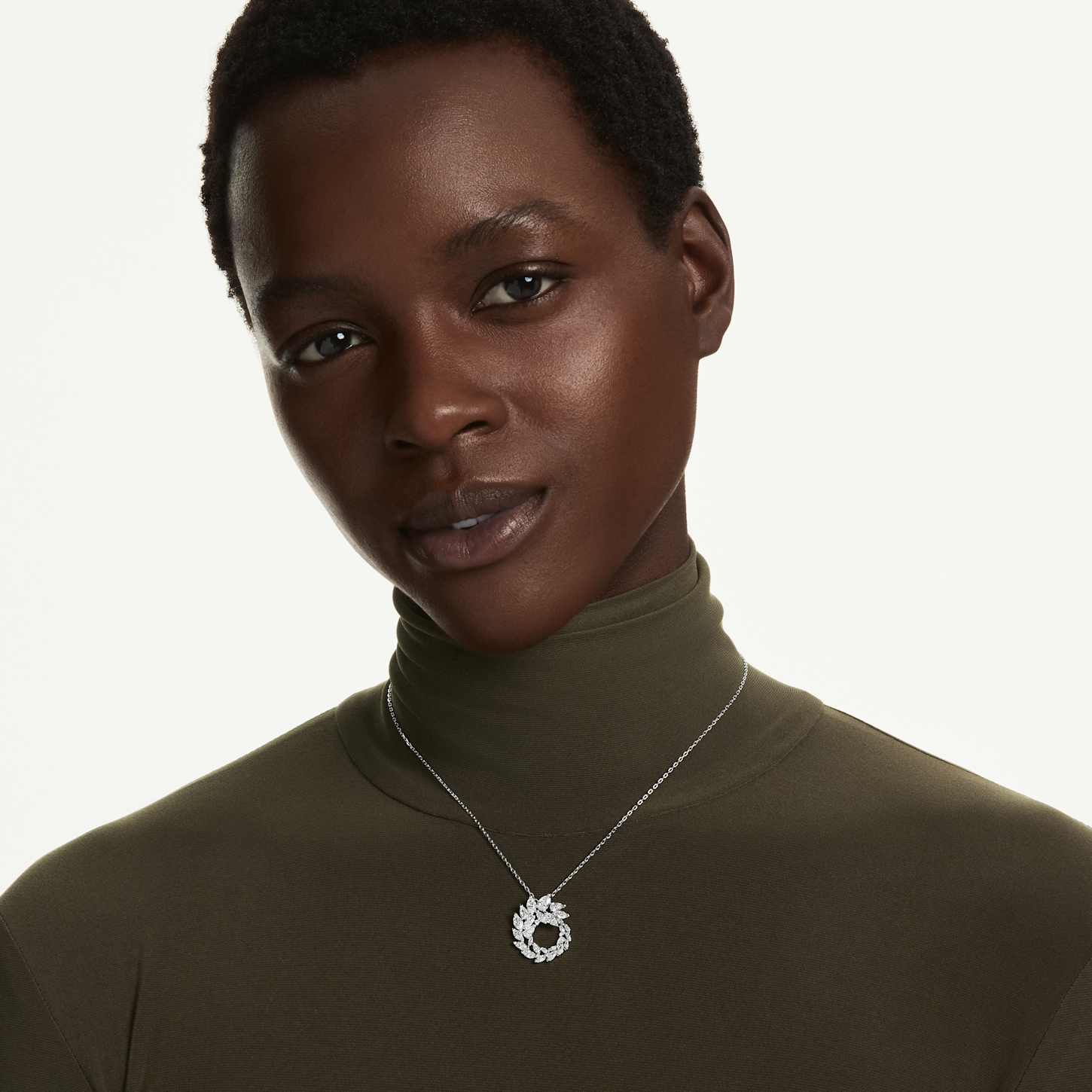 Mesmera pendant, Marquise cut, White, Rhodium plated | Swarovski