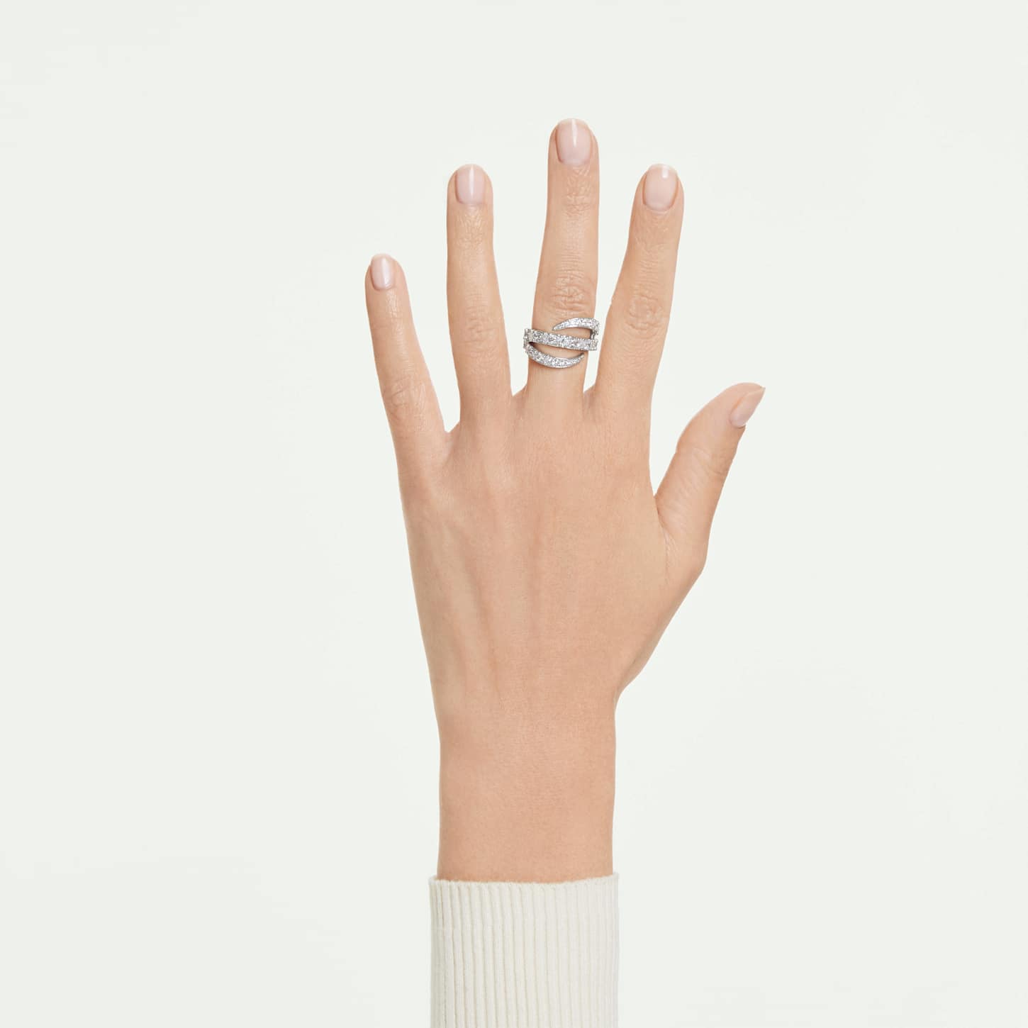 Vienna ring, Mixed cuts, Swan, White, Rhodium plated | Swarovski
