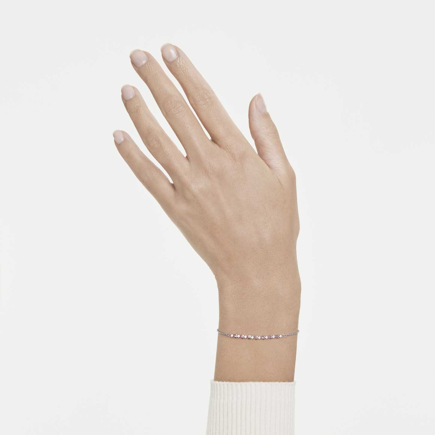 Matrix bracelet, Round cut, Pink, Rhodium plated | Swarovski