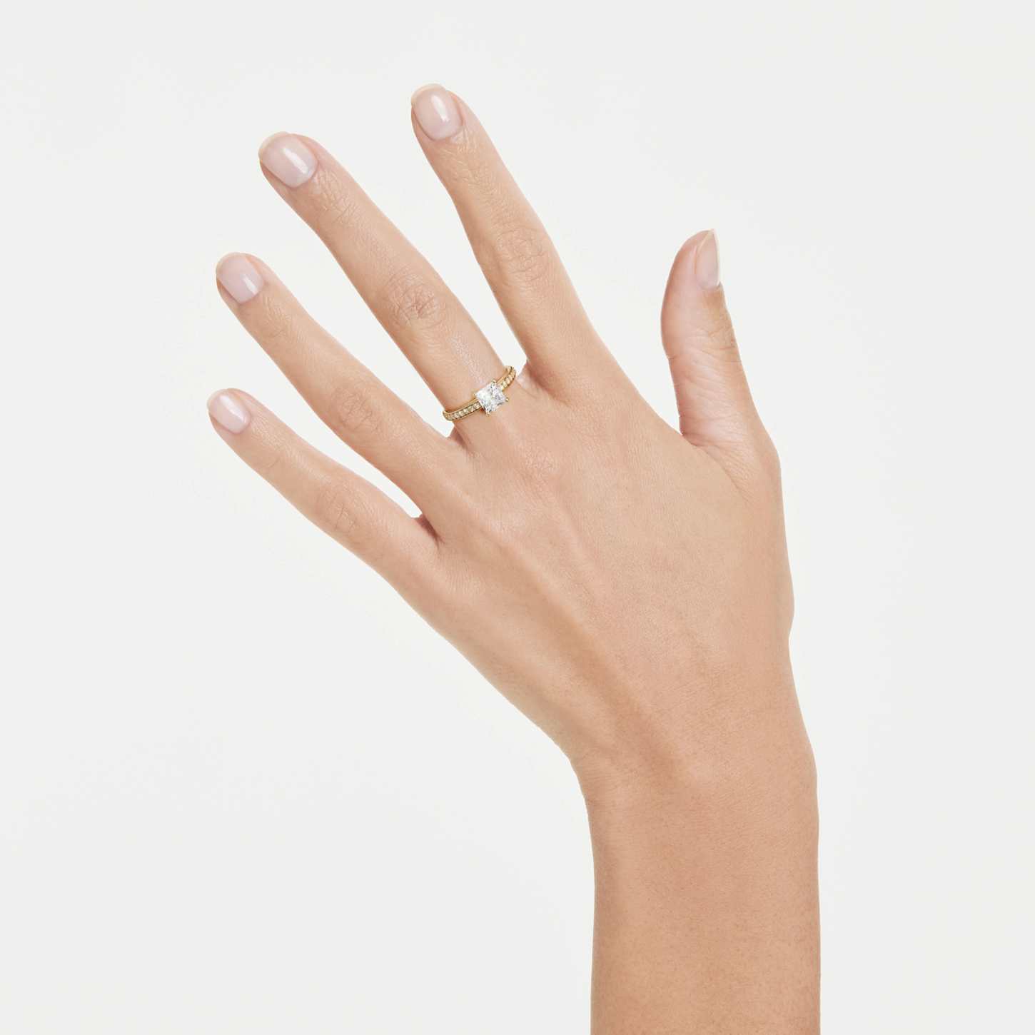 Attract ring, Square cut, Pavé, White, 18K gold finish | Swarovski