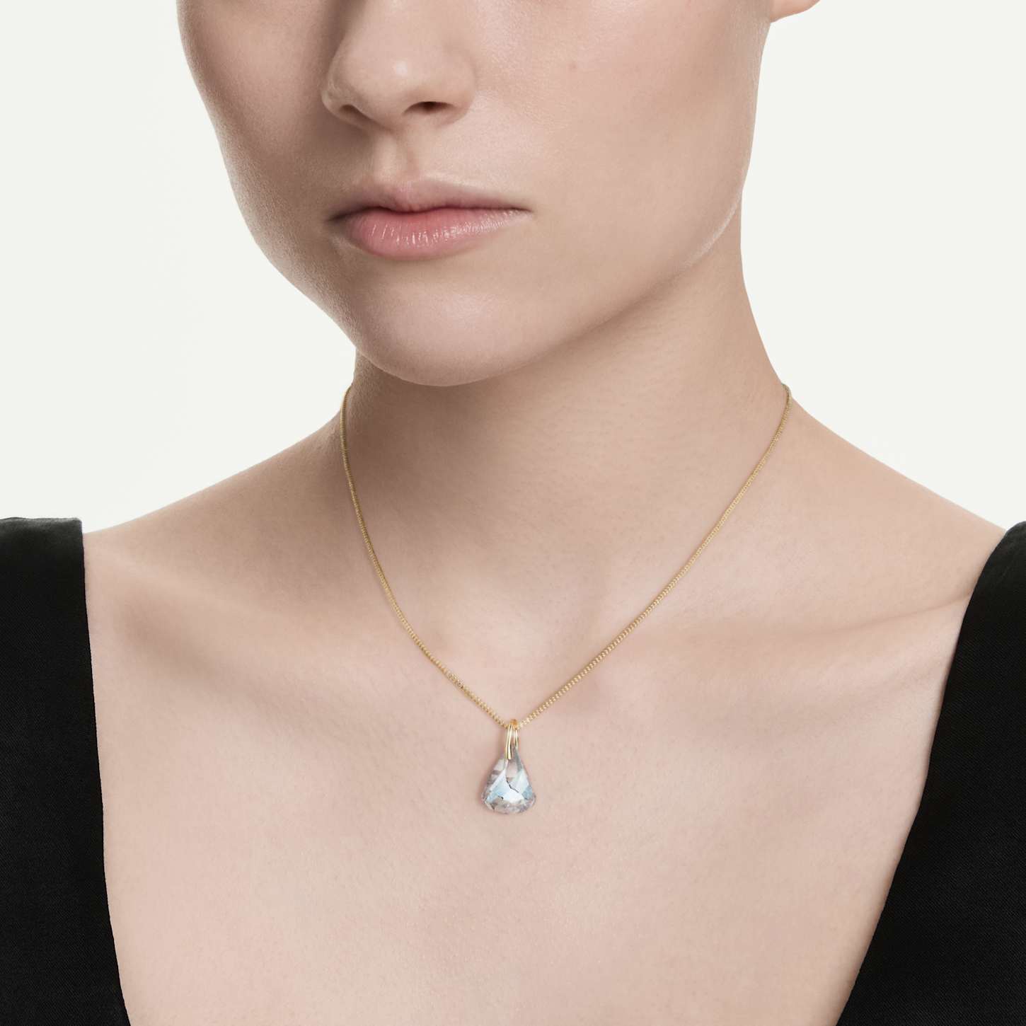 Lunar pendant, Oval cut, White, 18K gold finish | Swarovski
