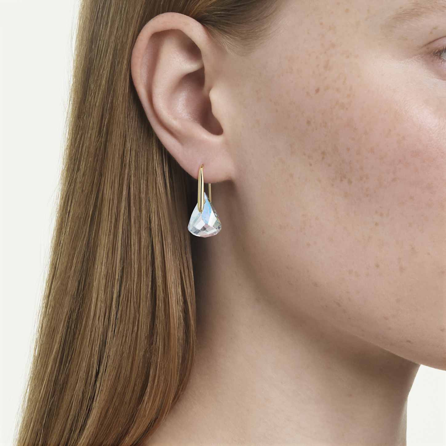 Lunar ドロップピアス, オーバル・カット, ホワイト, 18Kゴールド 