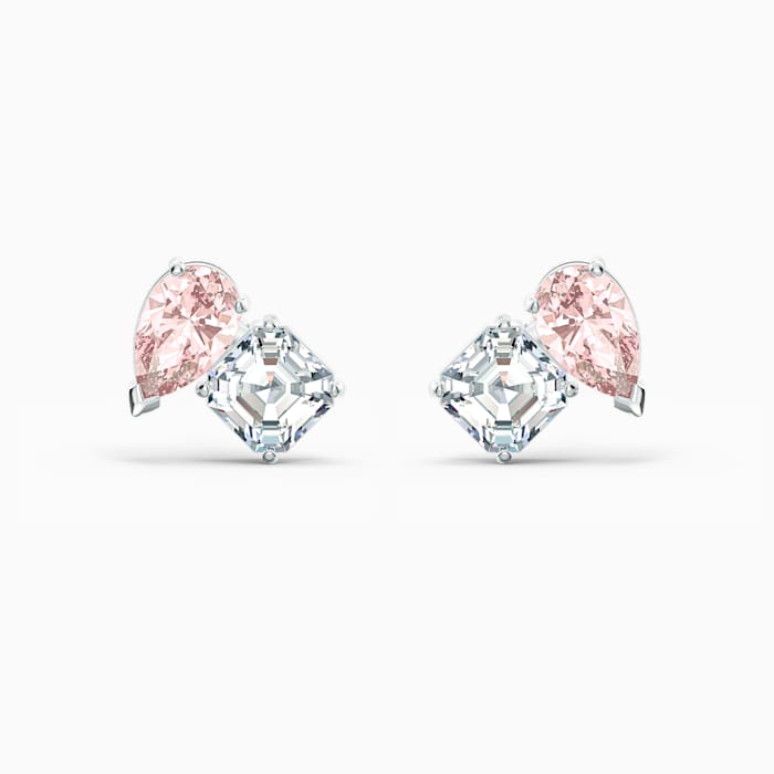 Attract Soul Pierced Earrings, Pink, Rhodium plated - Swarovski, 5517118