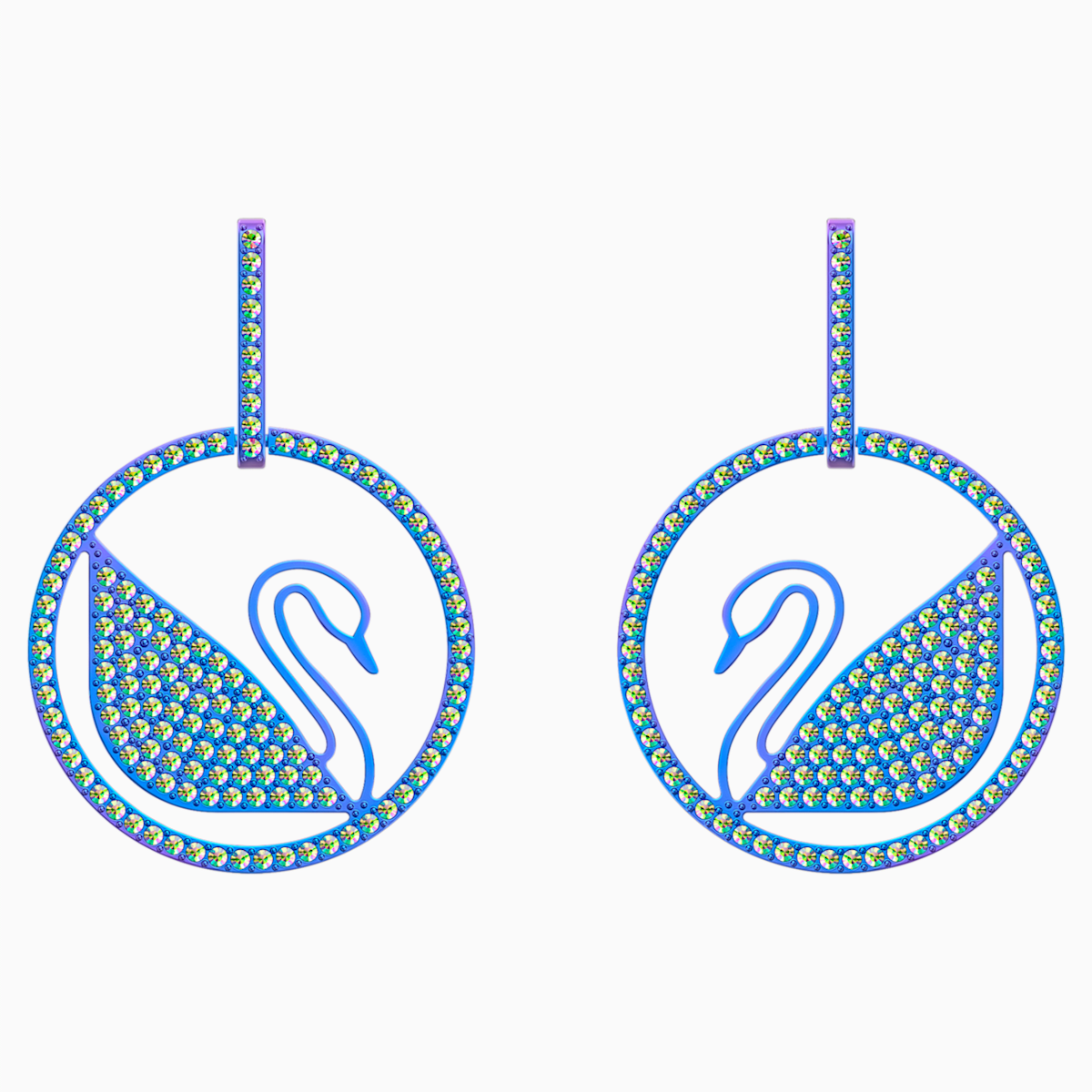 Pop Swan Pierced earrings, Purple, Lilac PVD coating - Swarovski, 5452633