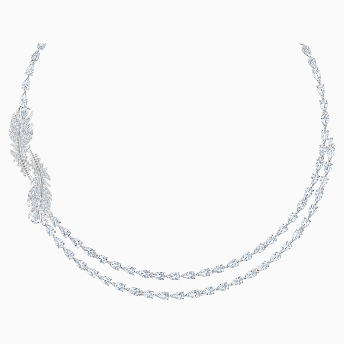 Nice Necklace, White, Rhodium plated - Swarovski, 5493404